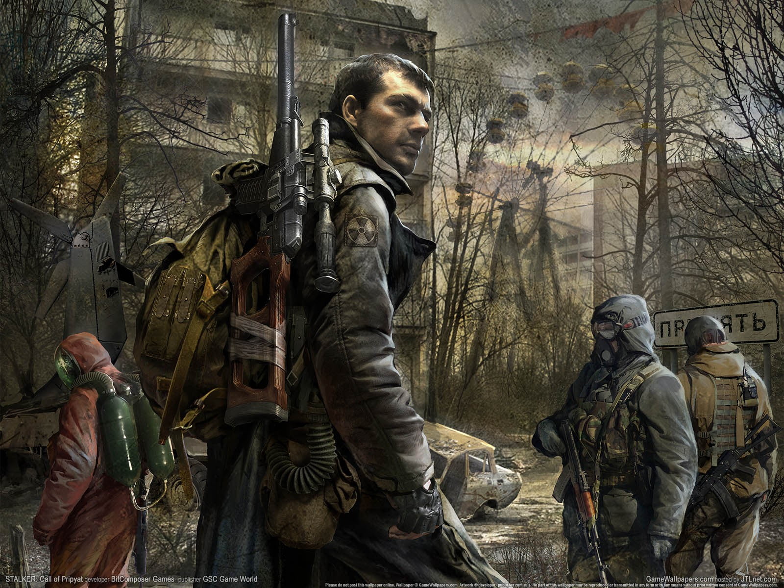 man in black rifle, S.T.A.L.K.E.R., video games, artwork, S.T.A.L.K.E.R.: Call of Pripyat
