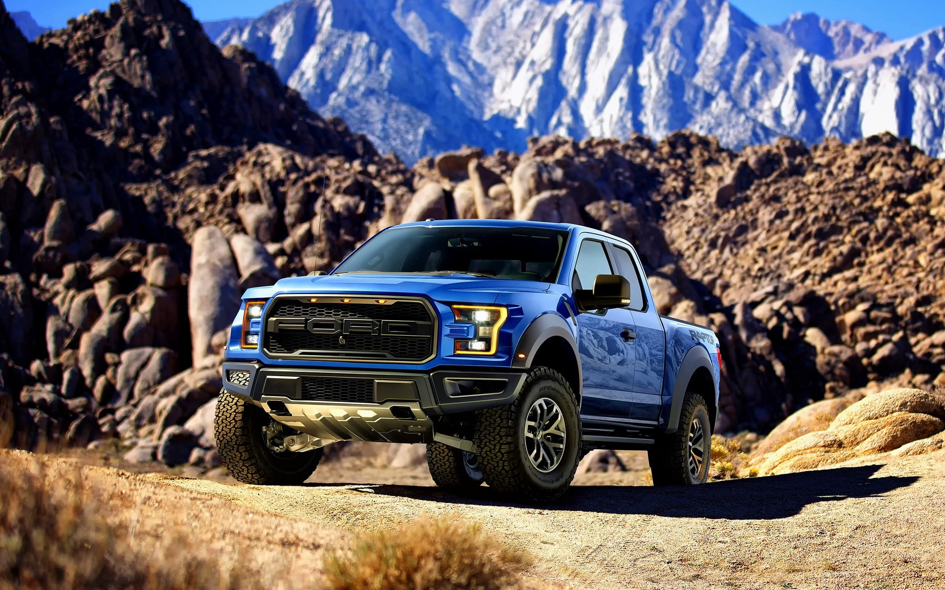 Ford, raptor, car, mountains, vehicle, blue cars, Ford Raptor