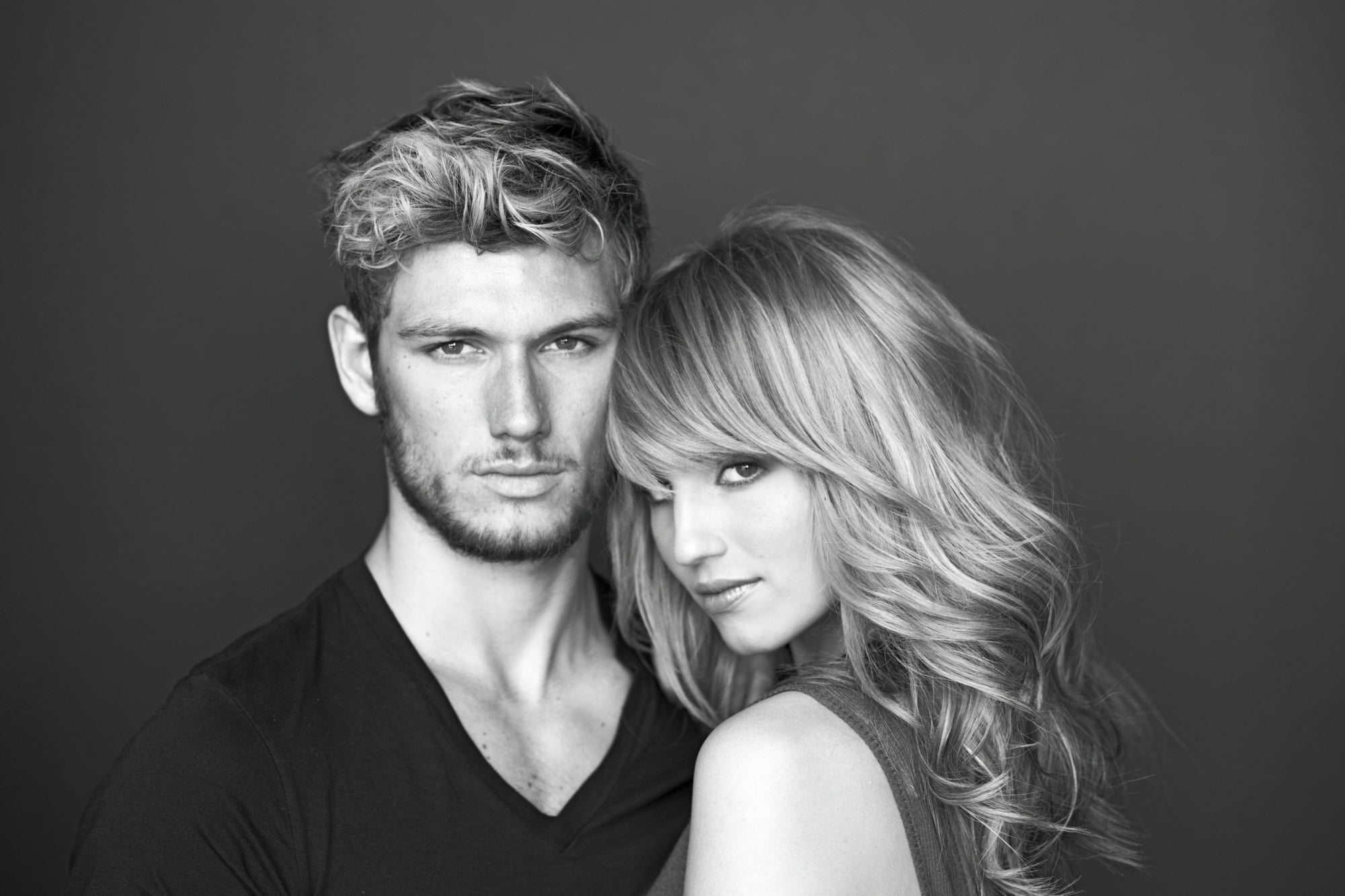 actress, actor, black and white, celebrity, Dianna Agron, Alex Pettyfer