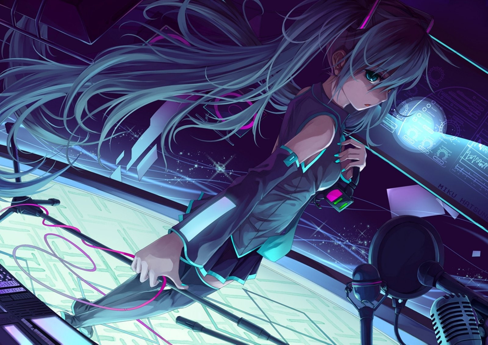 Anime, Vocaloid, CGI, Digital Art, Girl, Hatsune Miku, Headphones