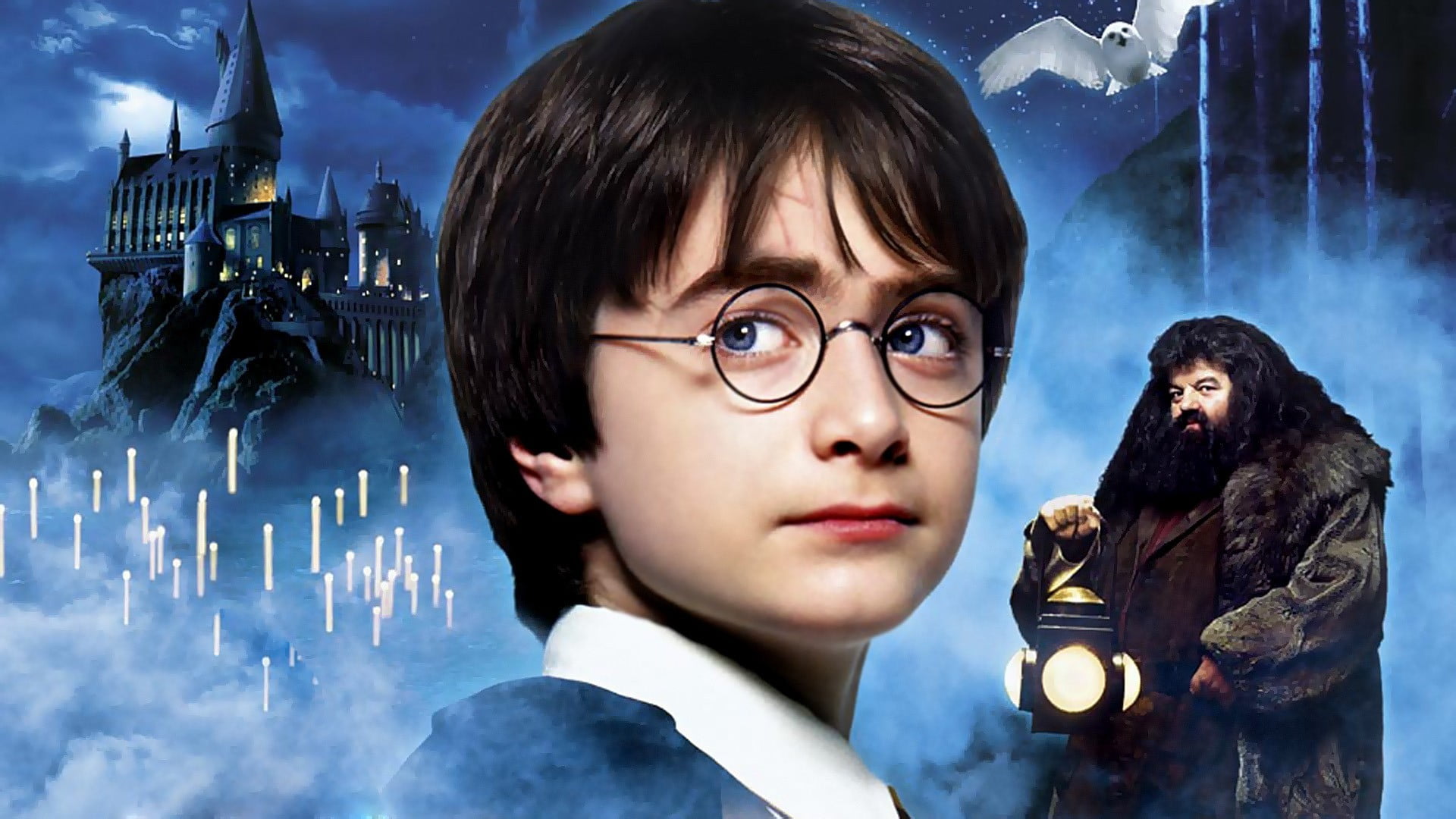 Harry Potter wallpaper, Hogwarts, lantern, castle, candles, Daniel Radcliffe