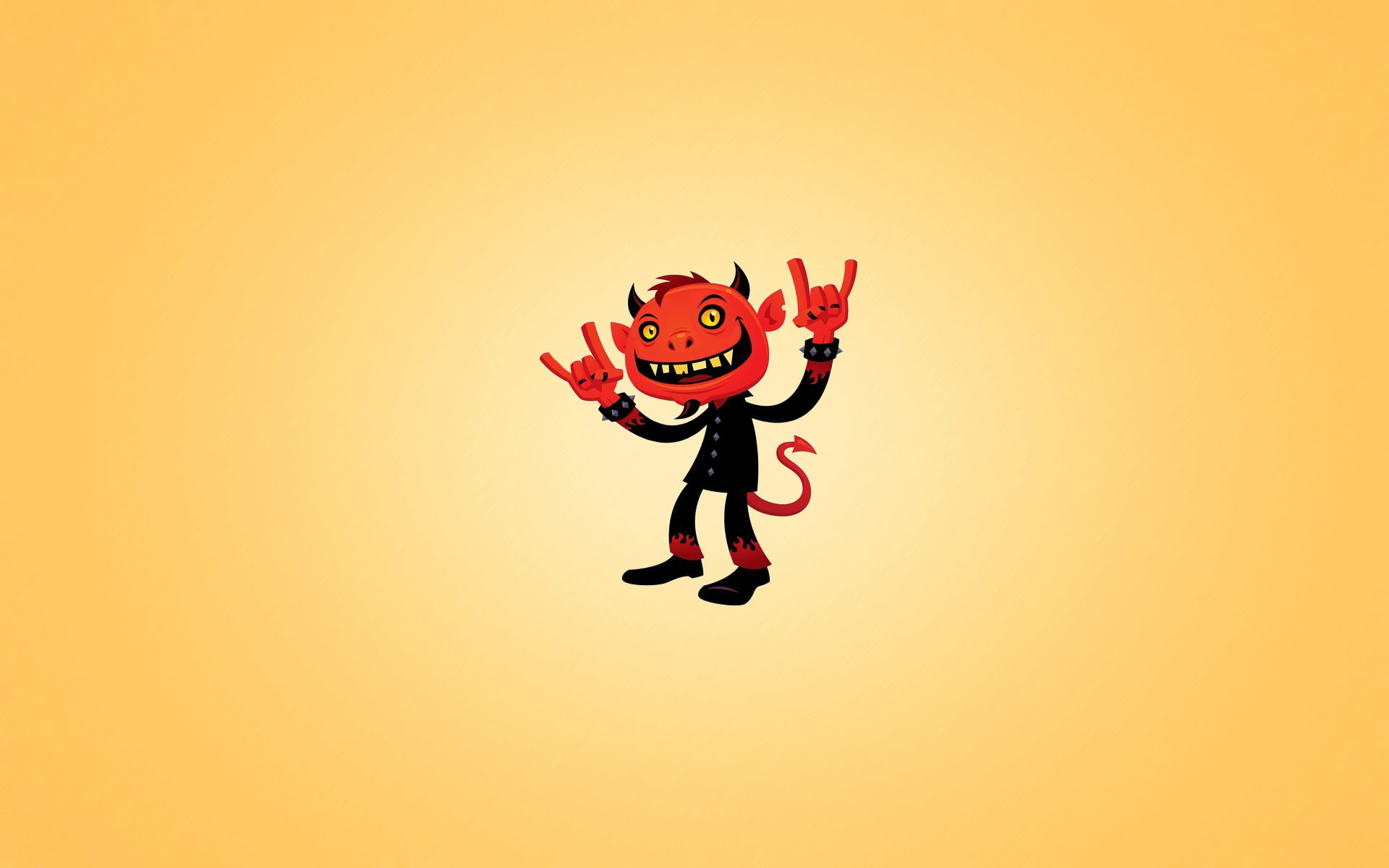 red, smile, minimalism, tail, horns, heavy metal, red devil