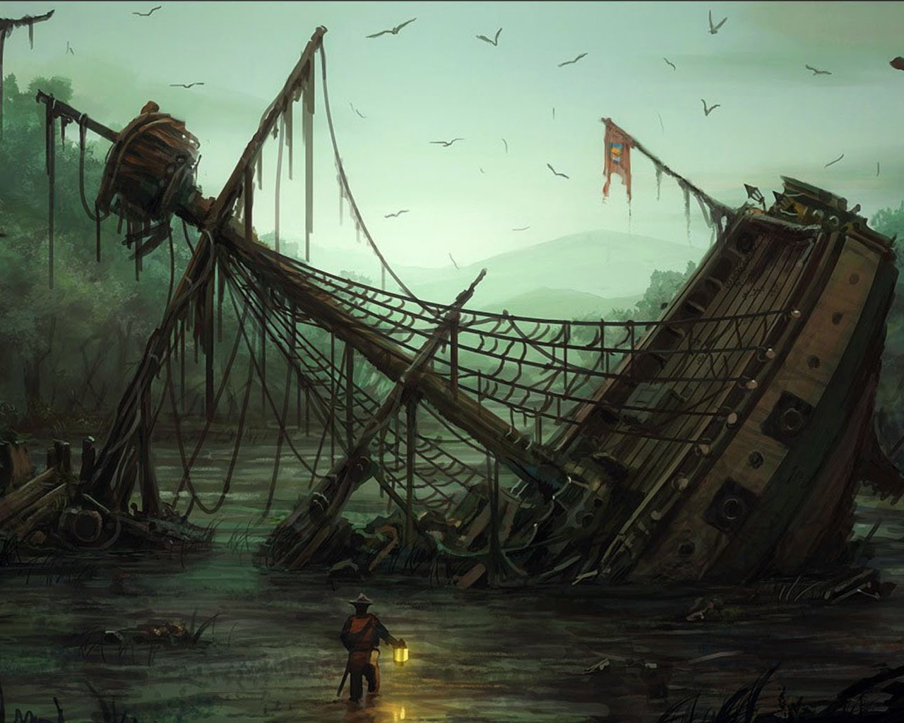 Fantasy, Pirate, Artwork, Old, Ship, Wreck