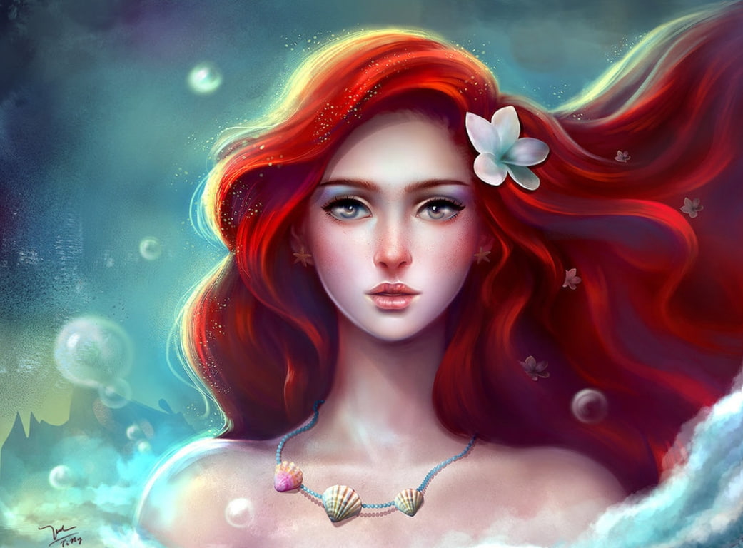 Ariel, tinytruc, frumusete, bubble, luminos, redhead, fantasy