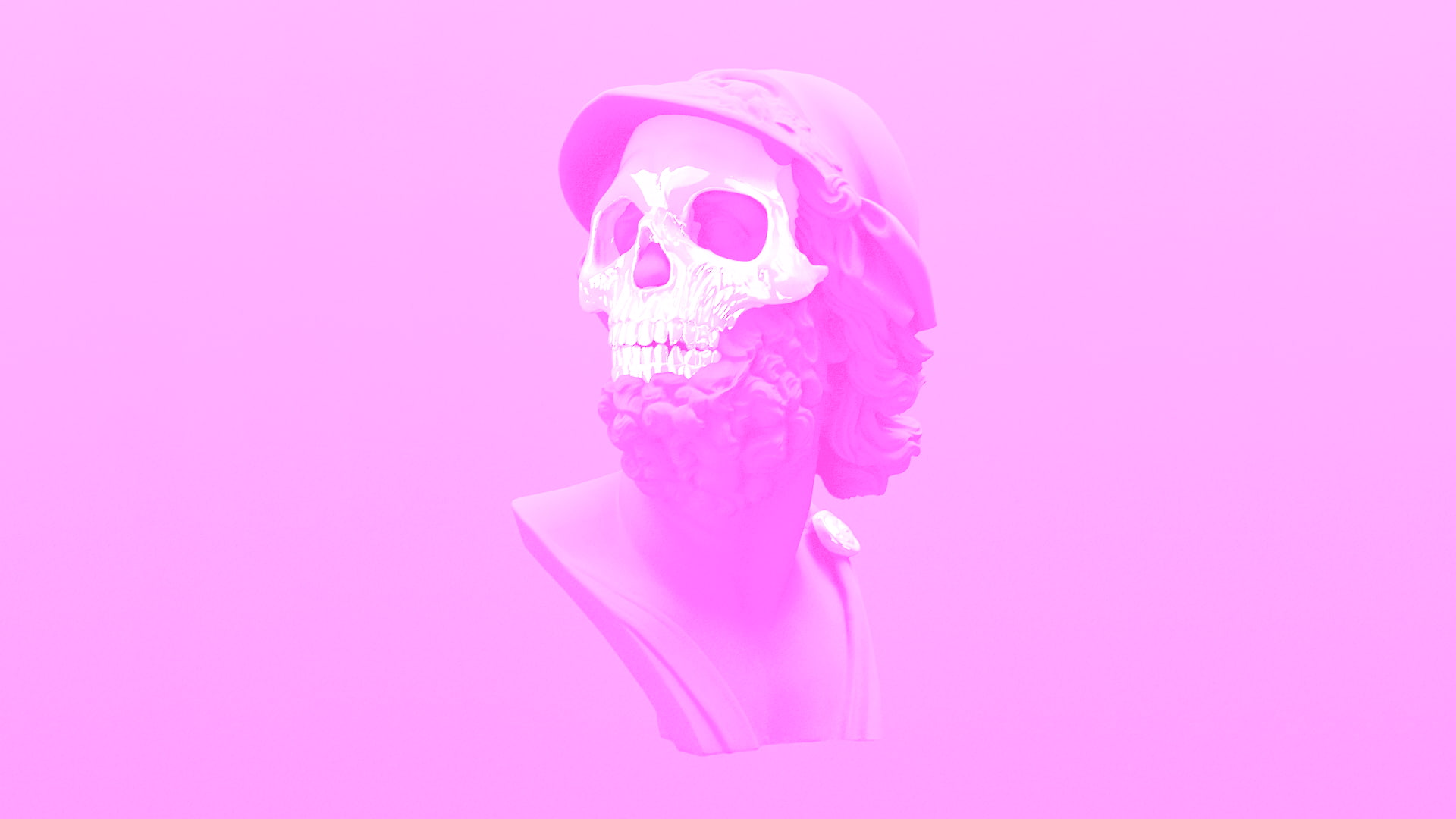 skeleton, pink, skull, vaporwave