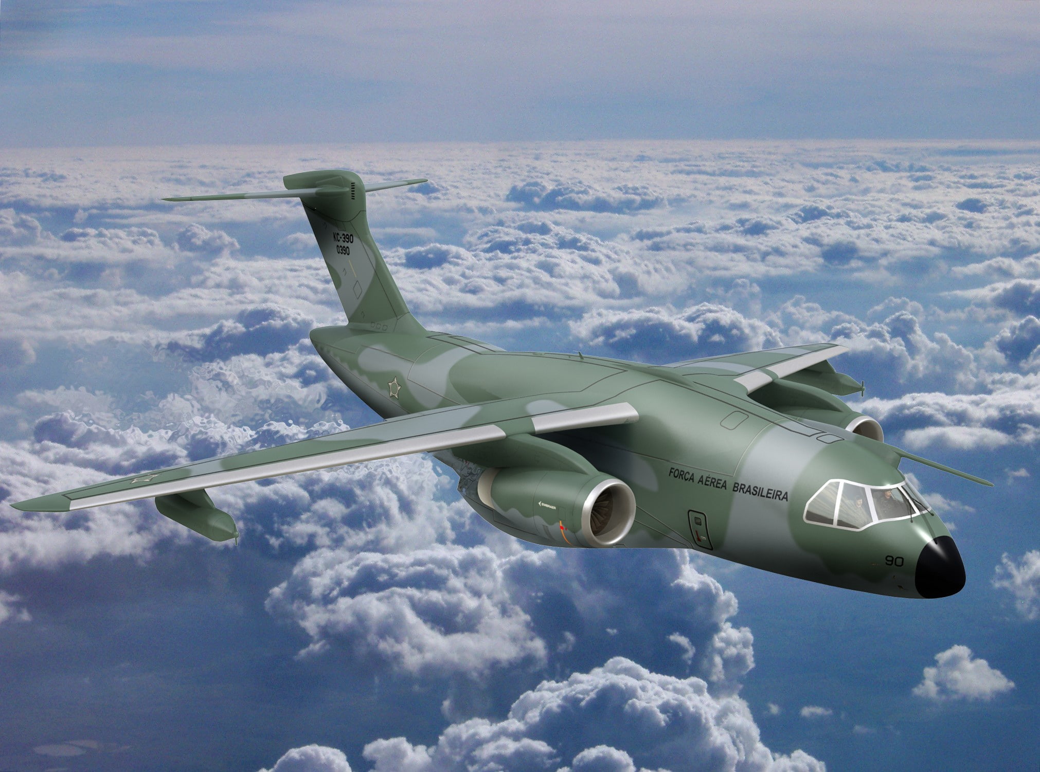 sky, cloud, Brazil, FAB, kumo, Embraer, KC-390, developed and manufactured by Embraer Defesa e Seg