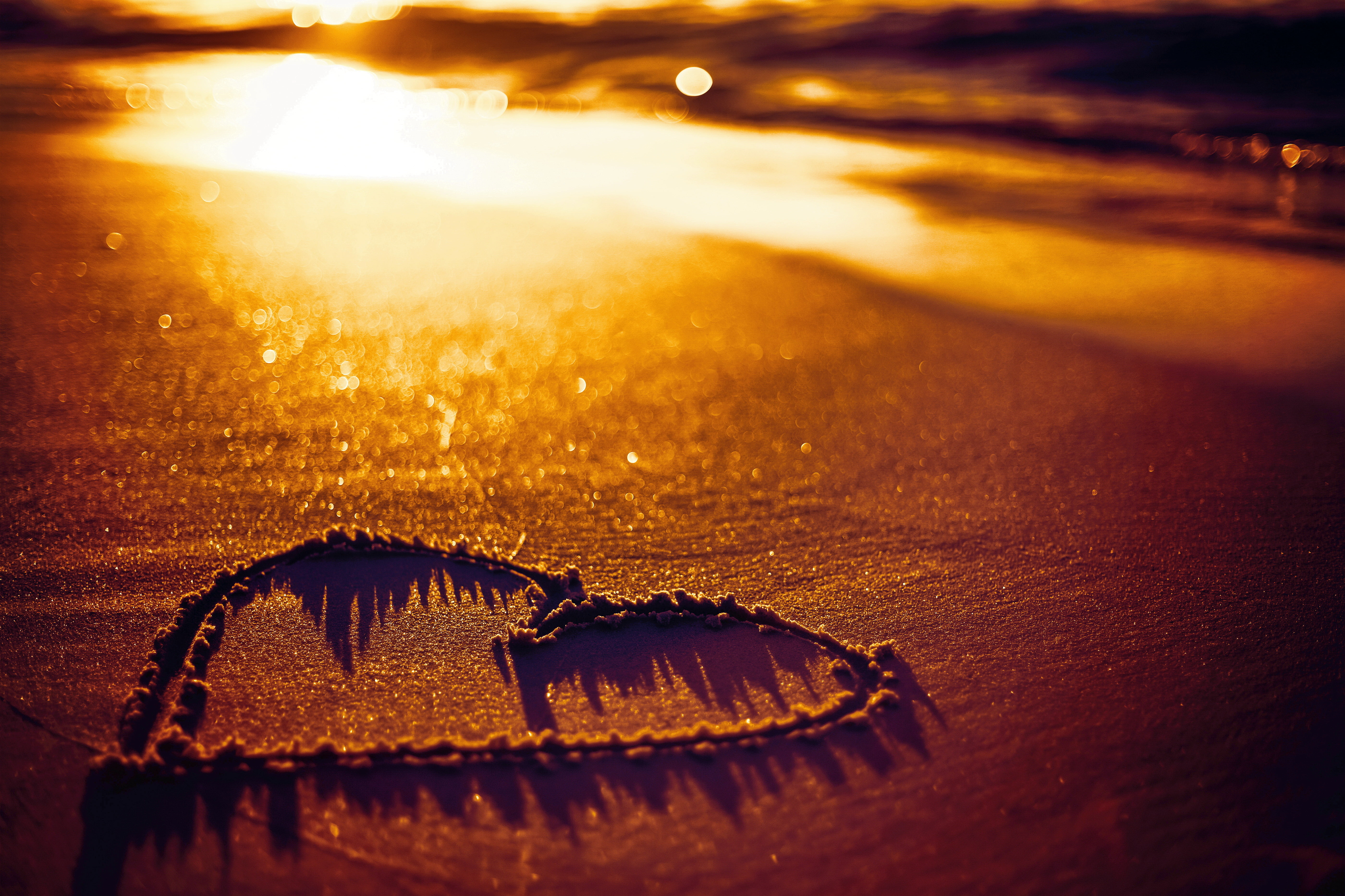 heart sand art, beach, love, sunset, nature, no People, night