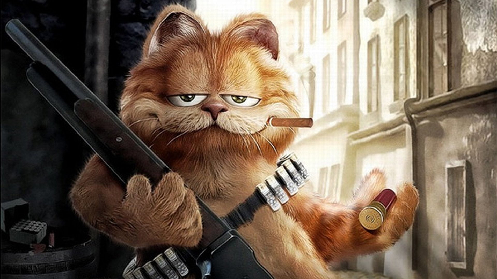 Garfield illustration, portrait, looking at camera, mammal, one person