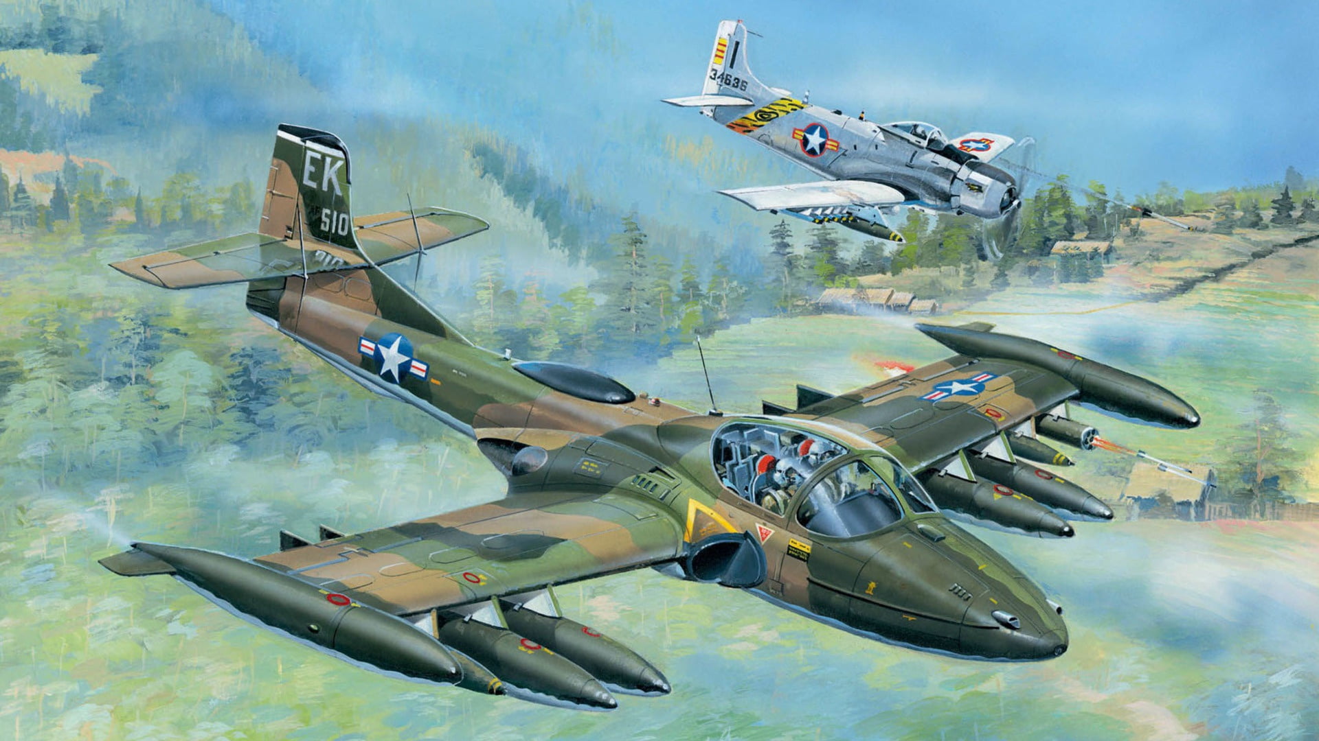 art, A-1 Skyraider, Vietnam war, A-37 Dragonfly