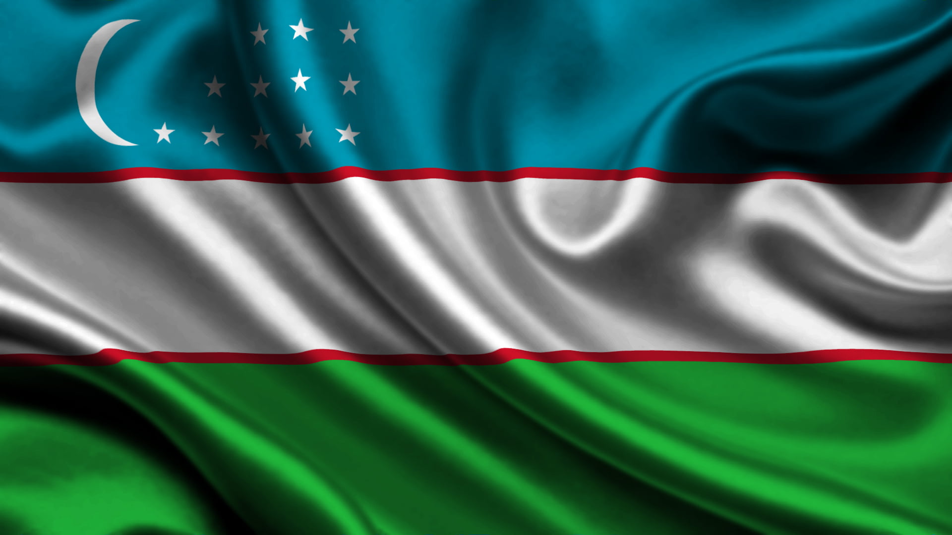 blue, green, and white flag, Uzbekistan, textile, green color