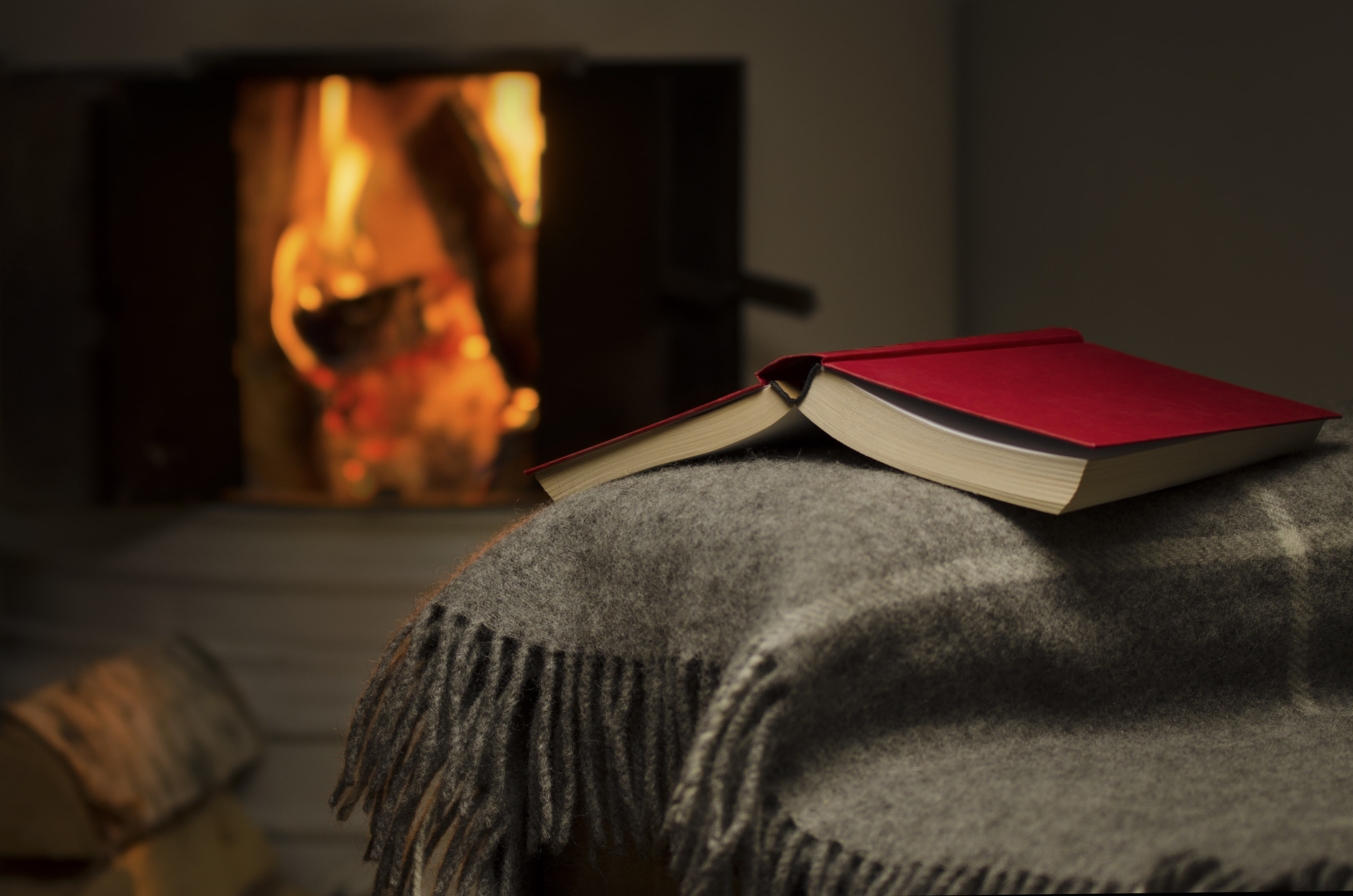 red book, fire, fireplace, plaid, fire - Natural Phenomenon, heat - Temperature
