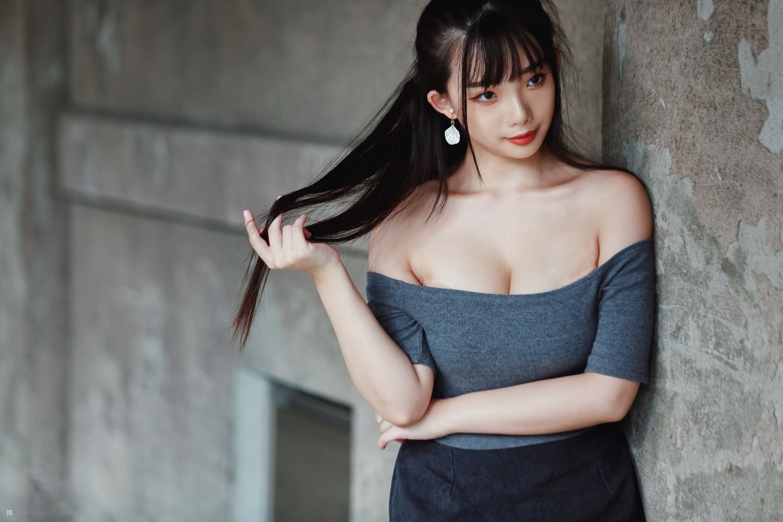 Free Download Hd Wallpaper Ning Shioulin Women Model Asian Brunette Bare Shoulders 