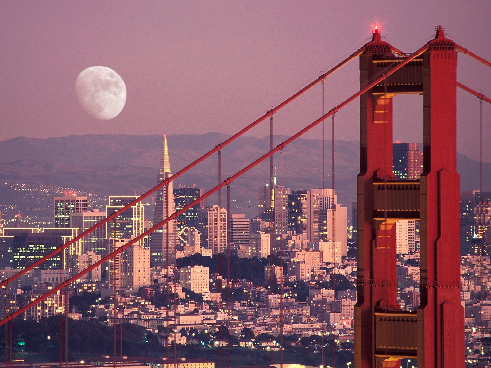 San Francisco, city, Moon, cityscape, bridge, architecture