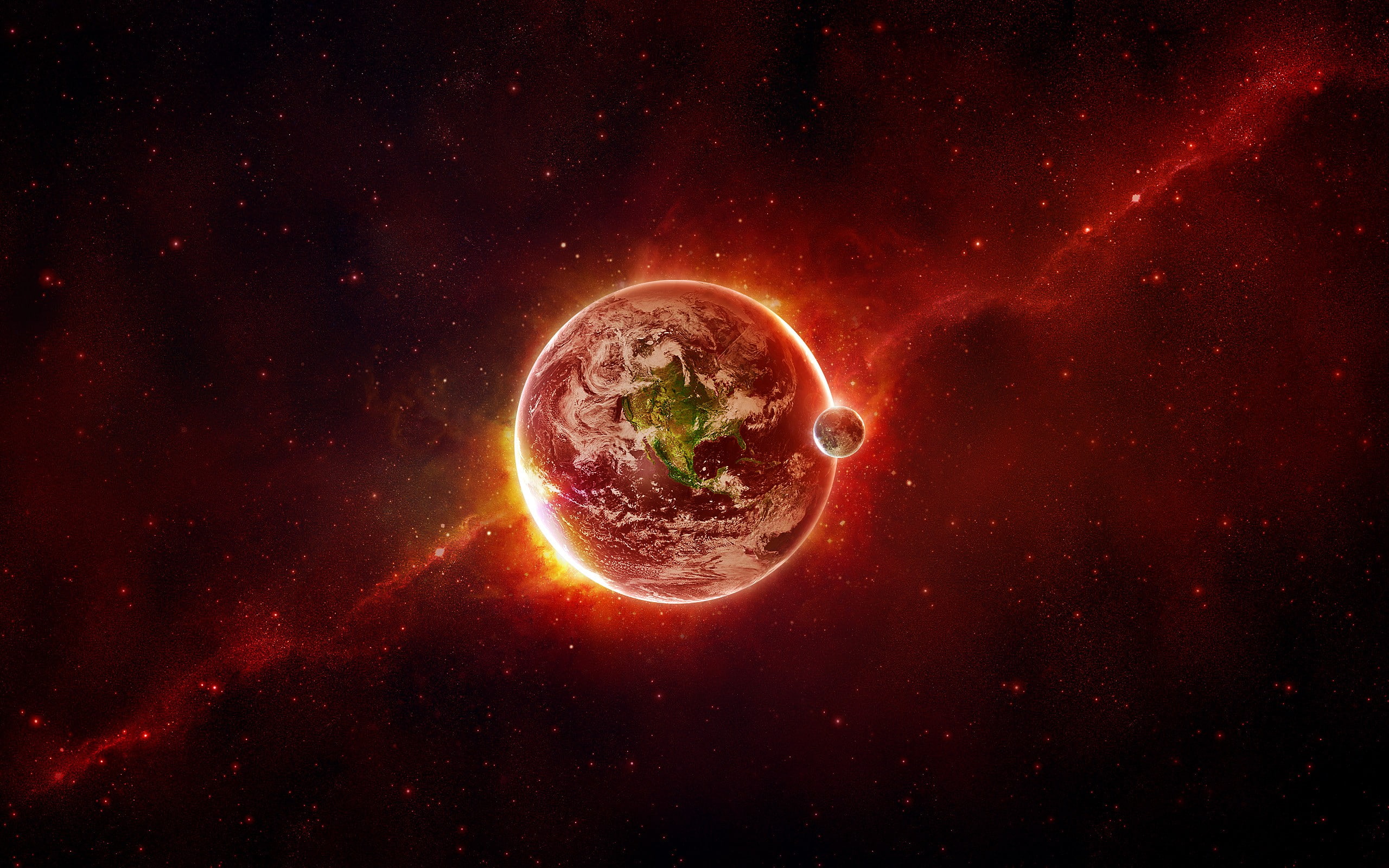 artwork, earth, outer, planets, red, space