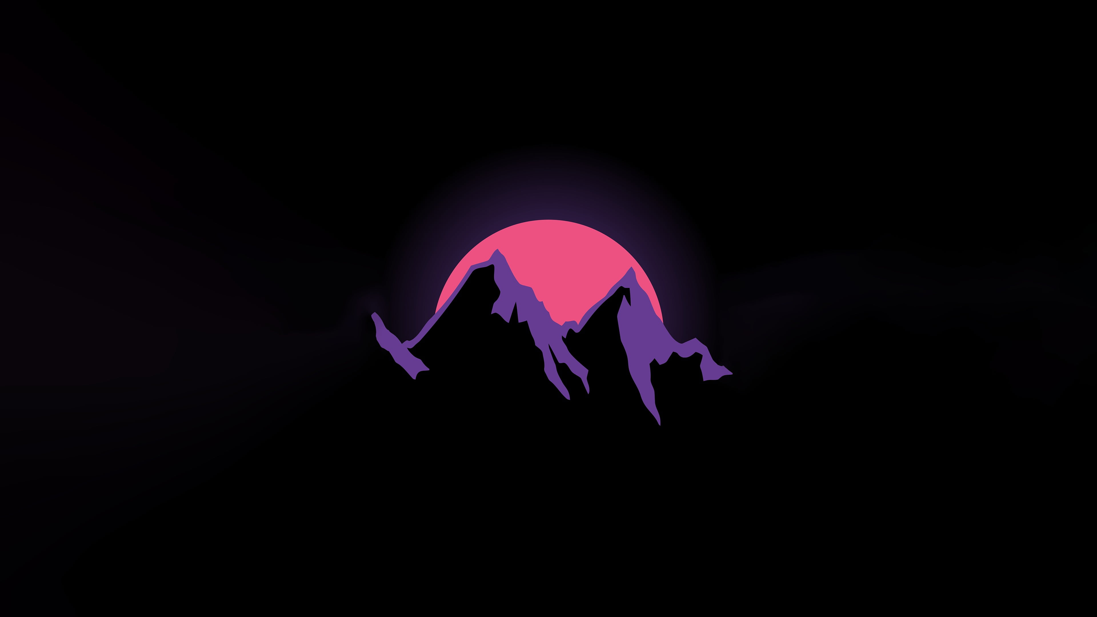 silhouette of mountain, simple, simple background, minimalism