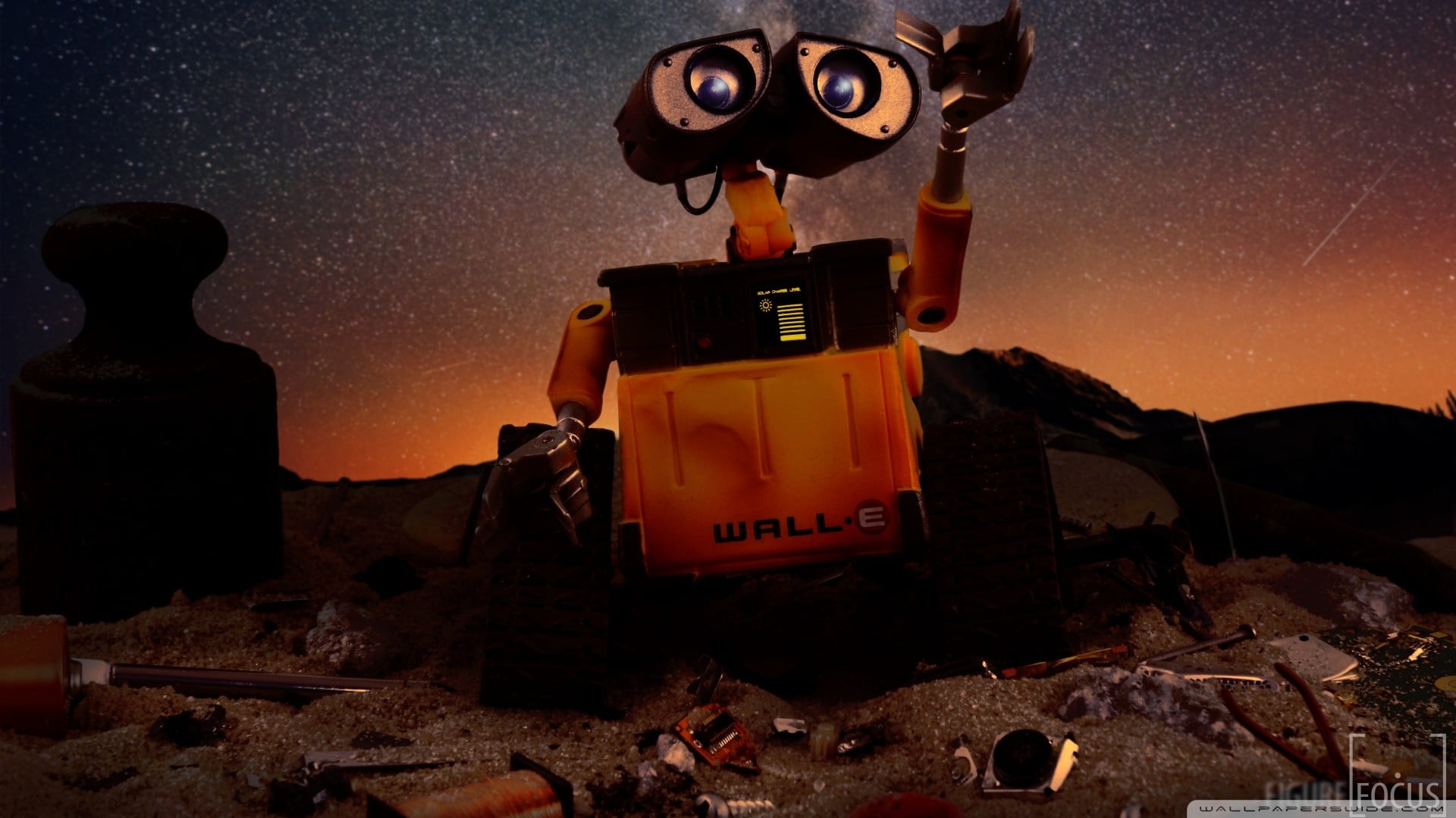 black and orange Wall-E robot illustration, sky, night, nature