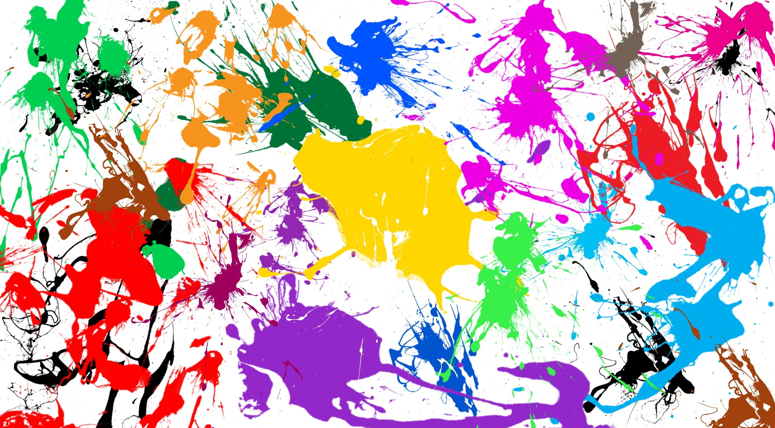 Paint Splatter HD Wallpaper, red, blue, and yellow abstract painting