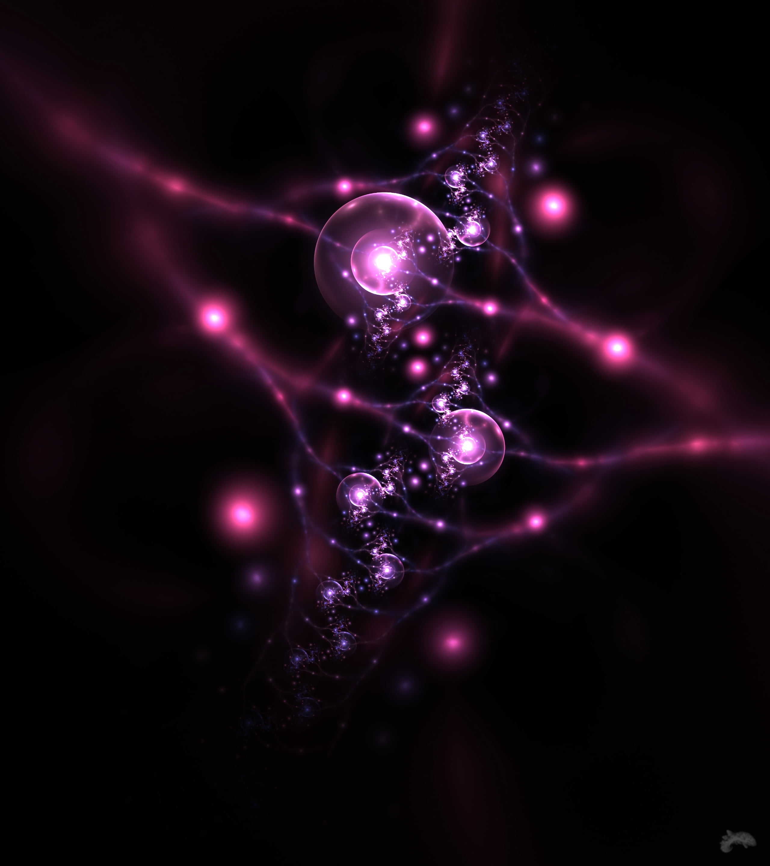 purple bokeh light, neurons, circles, fractal, abstract, backgrounds