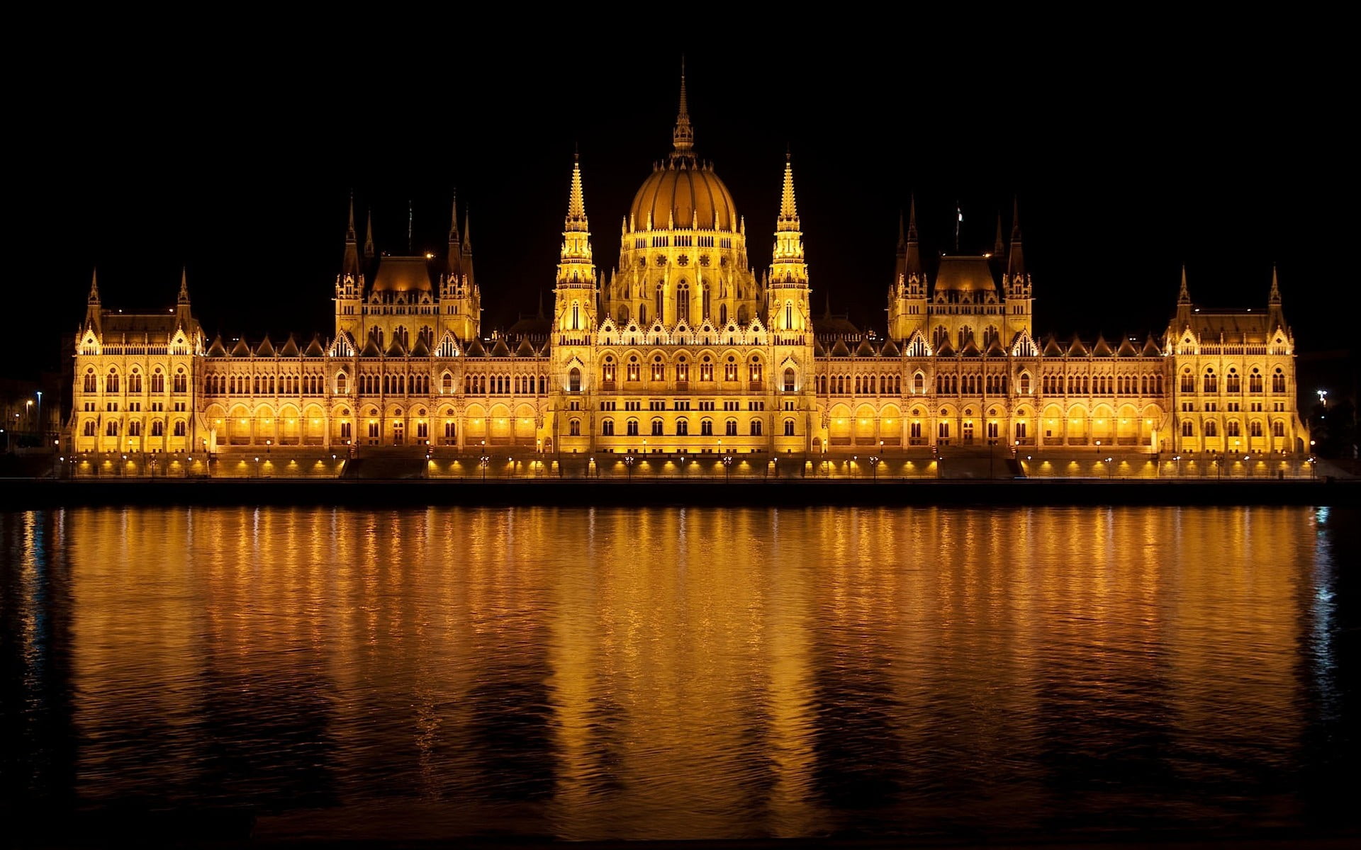 black and brown building painting, Budapest, Hungary, Hungarian Parliament Building