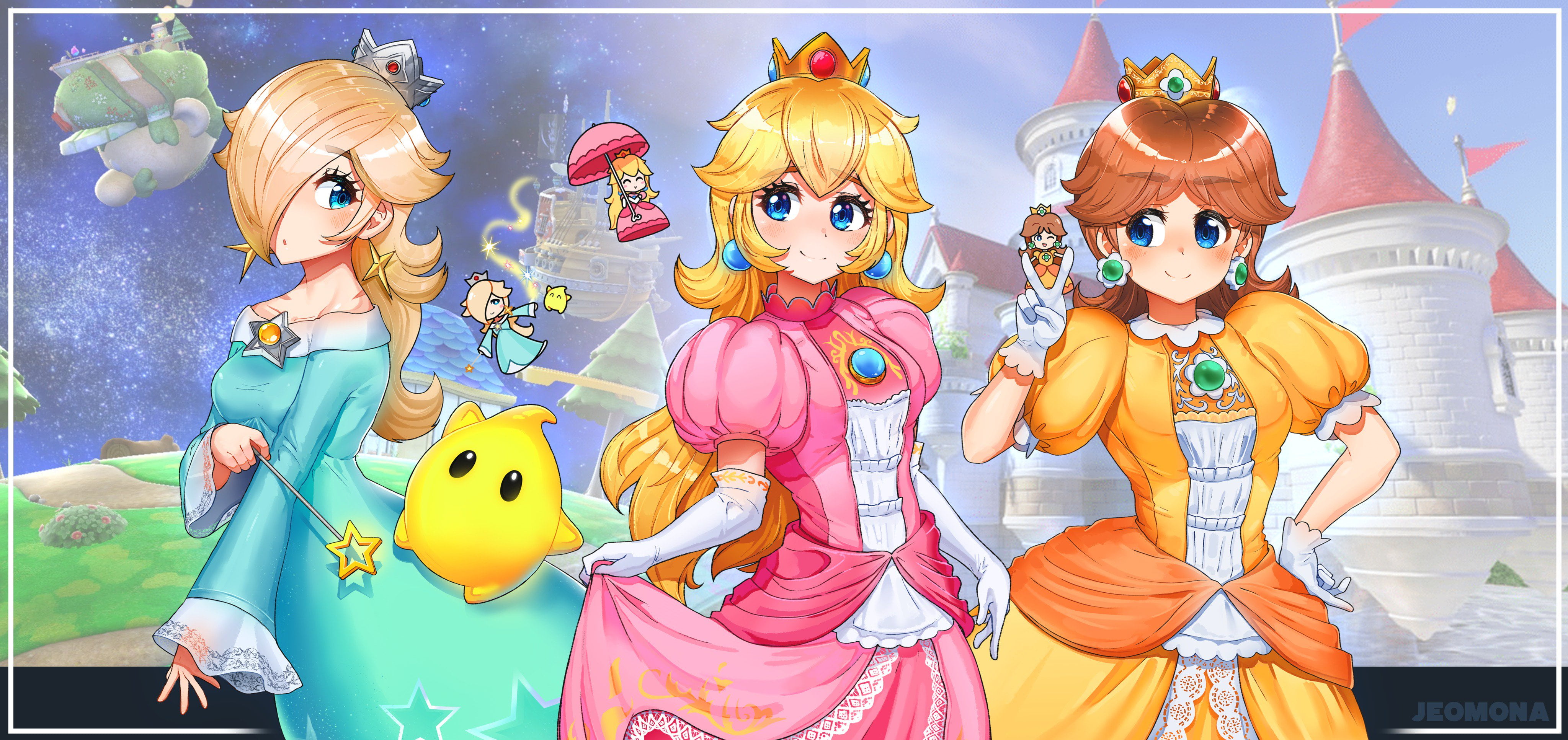 Free Download Hd Wallpaper Mario Bros Princess Rosalina Princess Daisy Princess Peach 