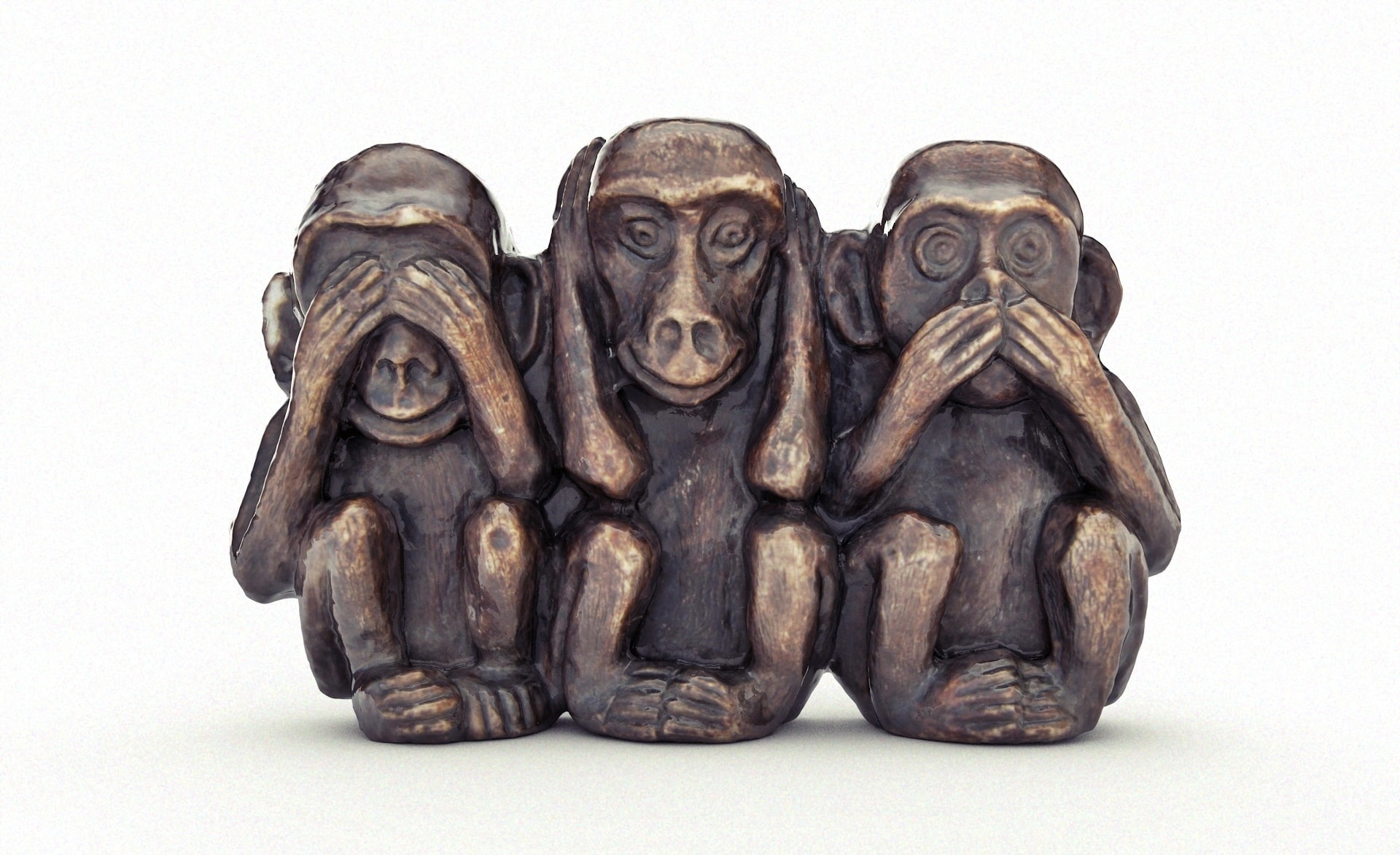 The Monkeys 3D, brown Three Wise Monkeys figurine, Artistic, flisozantana