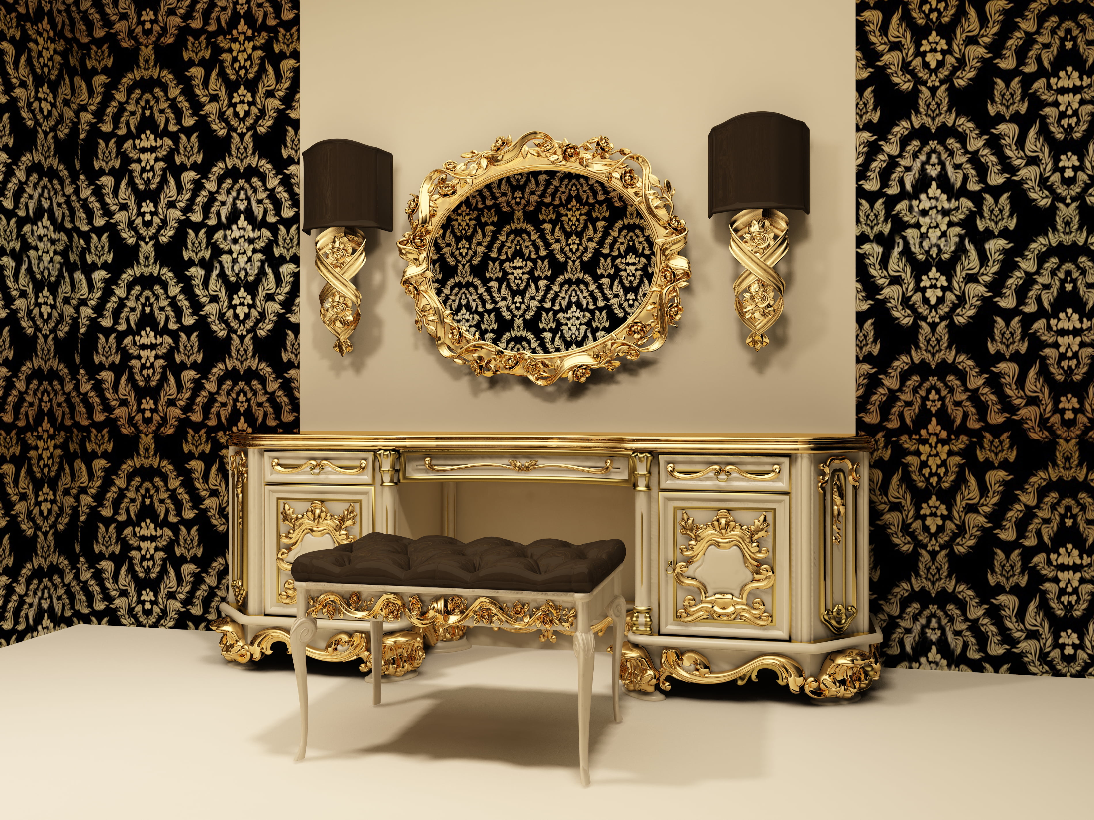 gold pedestal table, room, brown, Interior, trellis, furniture