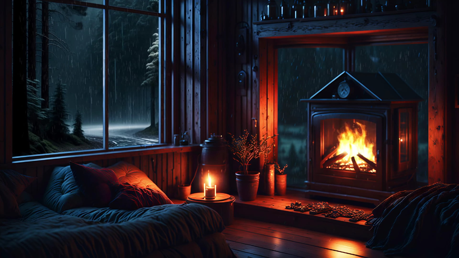 Free download | HD wallpaper: fireplace, night, glass | Wallpaper Flare