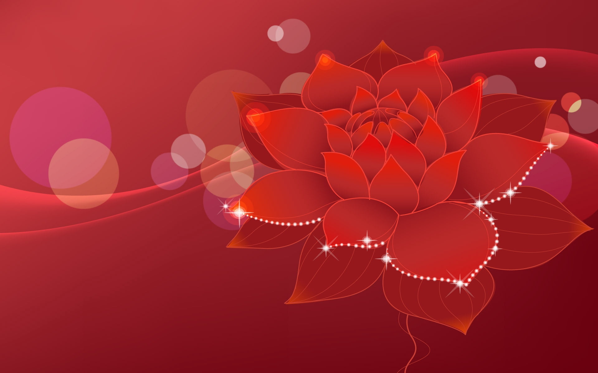 red lotus flower digital wallpaper, dots, glitter, bud, vector