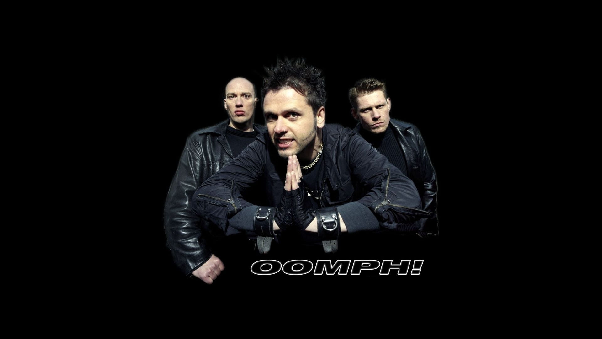 Oomph! music album cover, band, name, font, look, men, black Background