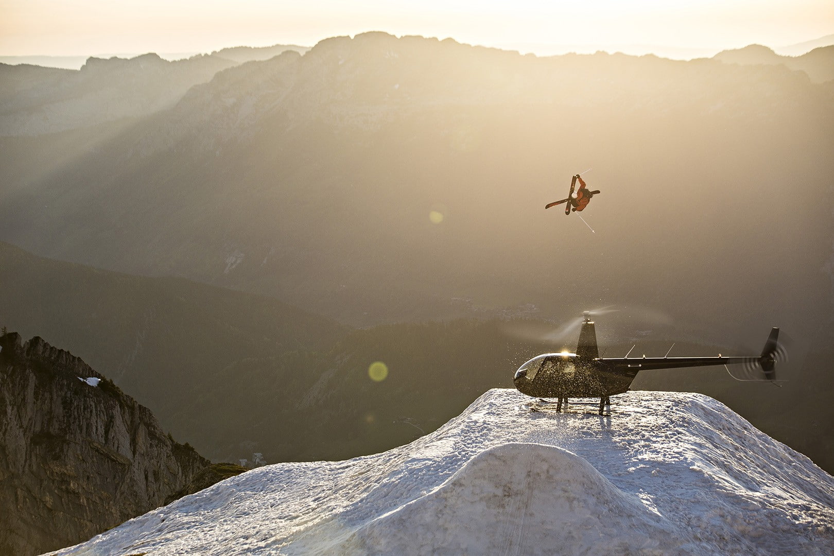 Candide Thovex, helicopters, skiing, skis, snow, mountain, mountain range