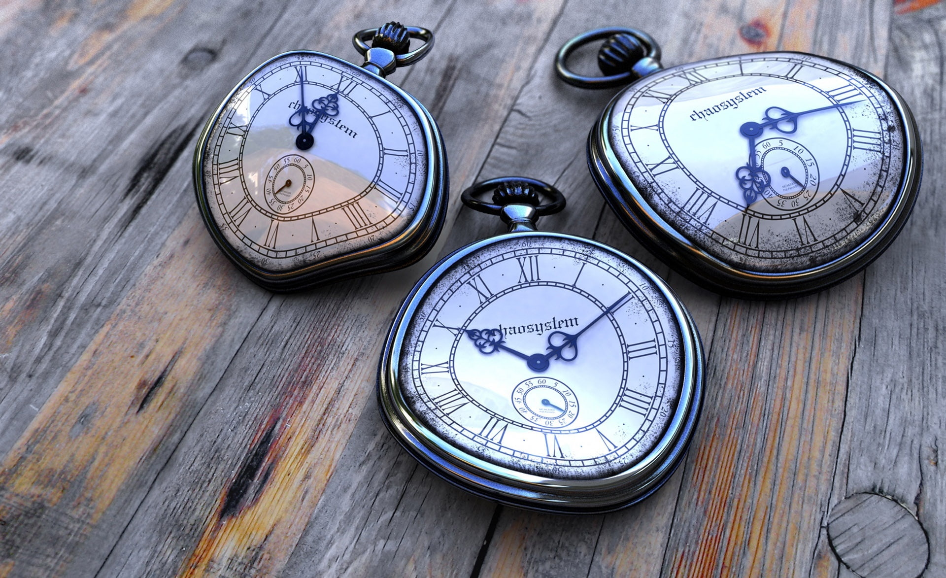 Old Pocket Watches, three silver-colored Salvador Dali watches