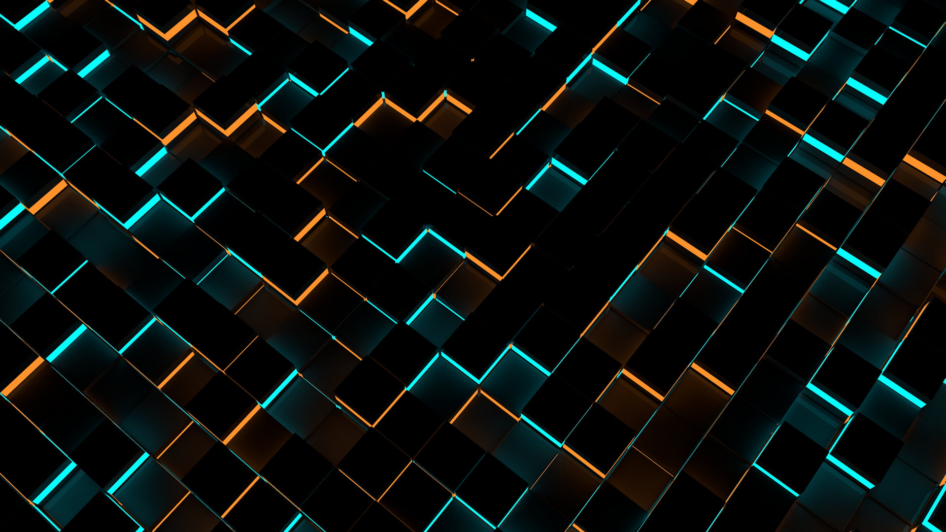 blue and yellow abstract digital wallpaper, Cinema 4D, cube, 3D