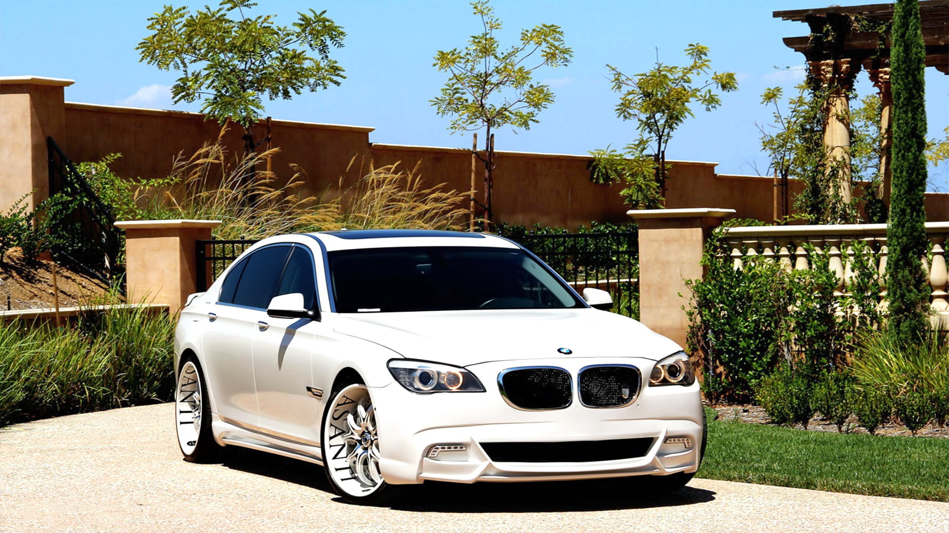 white BMW 5 series sedan, 7series, tuning, asanti, car, land Vehicle