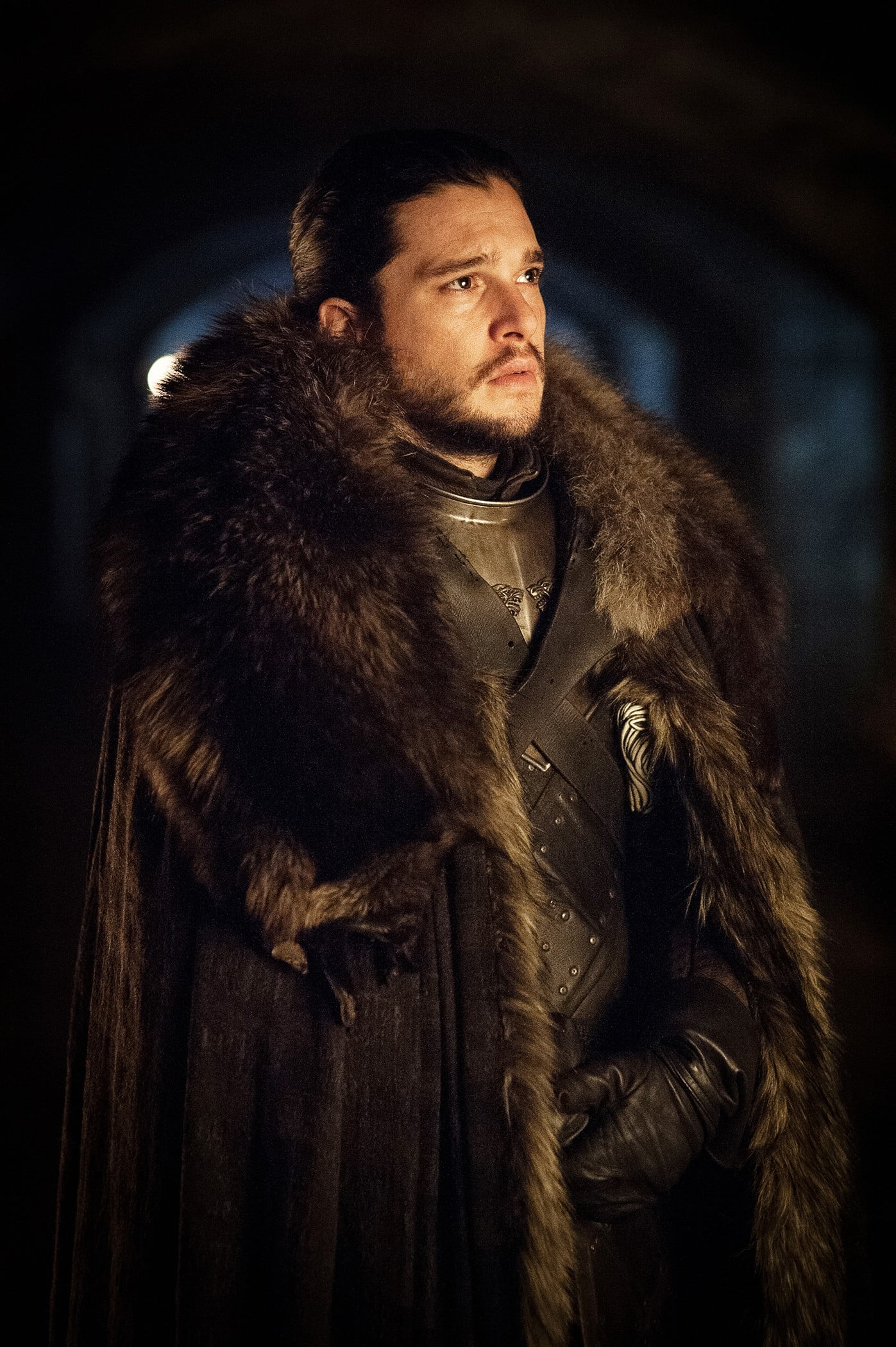 Game of Thrones Jon Snow, Kit Harington, tv series, fur, winter