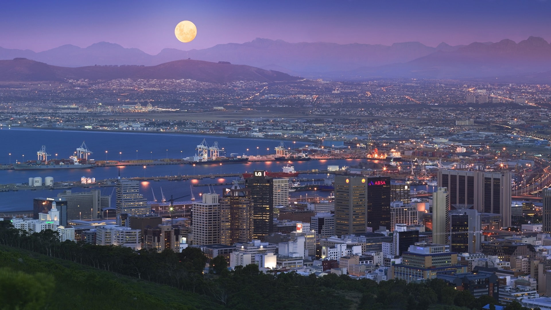 south africa cape town full moon 1920x1080  Space Moons HD Art