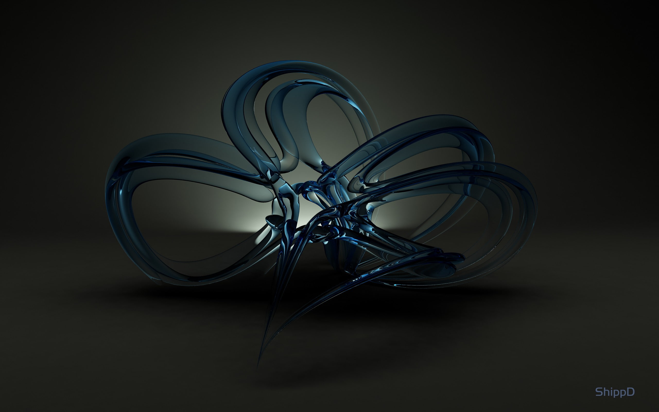 abstract 3d, studio shot, indoors, blue, illuminated, single object