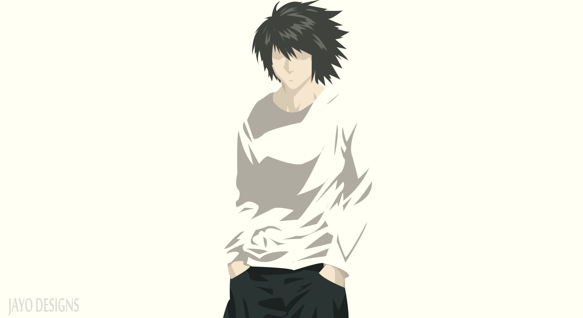 Anime, Death Note, Black Hair, Boy, L (Death Note), Minimalist