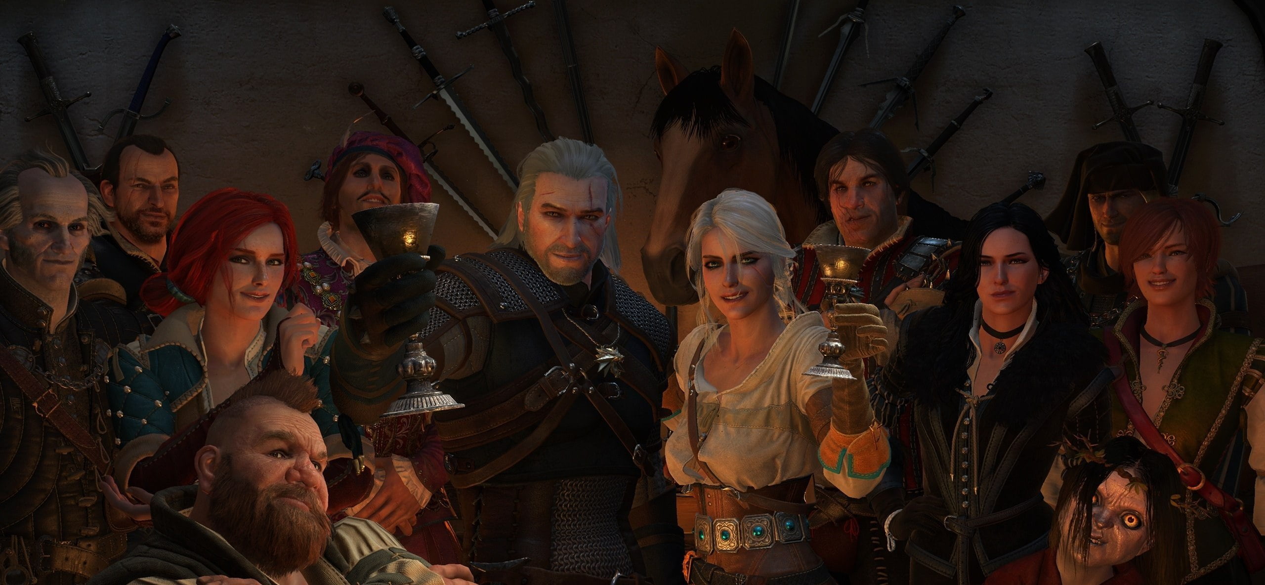 brass-colored goblets, The Witcher, Geralt, CD Projekt RED, The Witcher 3: Wild Hunt