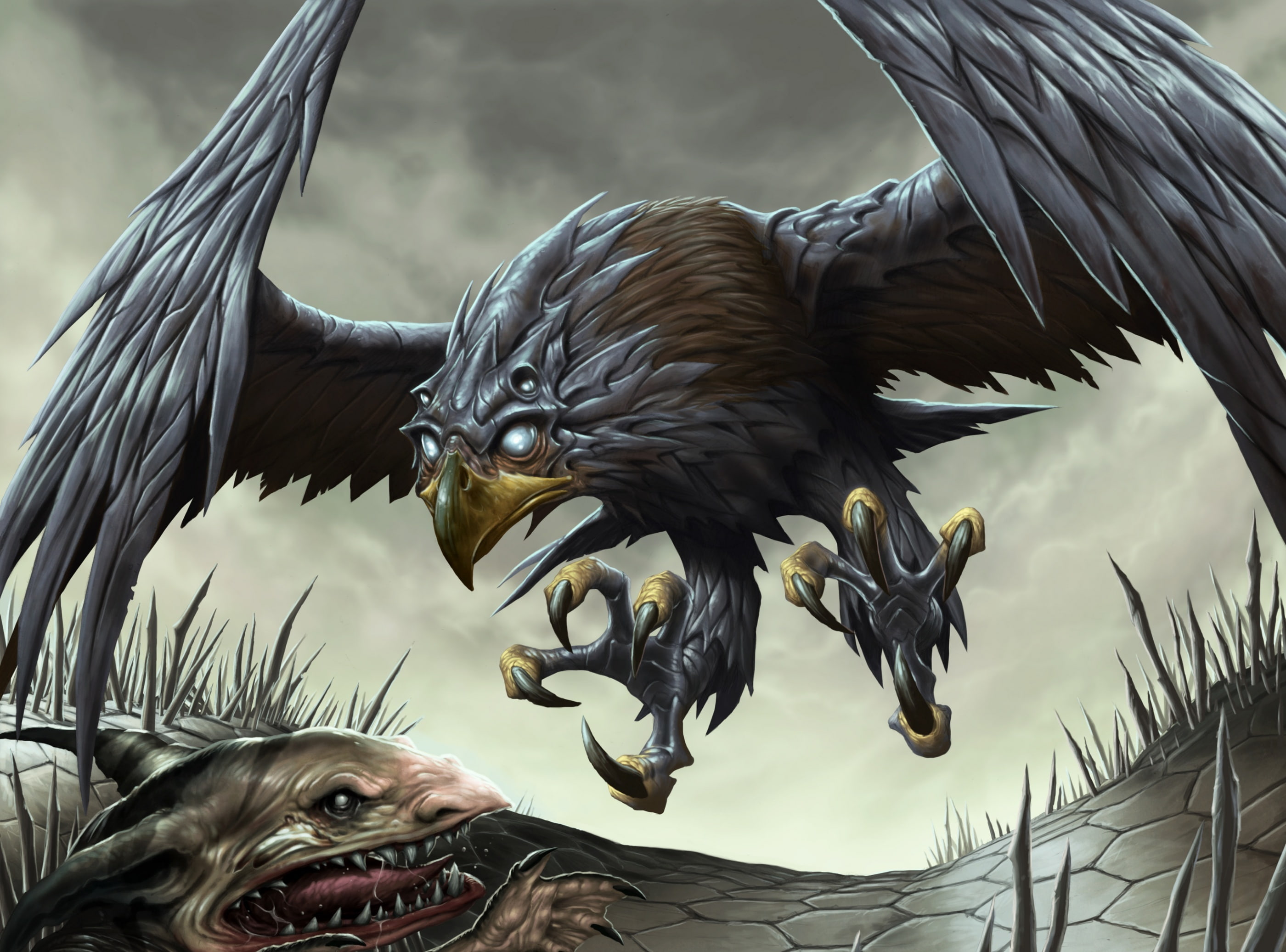 Fantasy Hawk, black bird illustration, Artistic, animal, animal wildlife