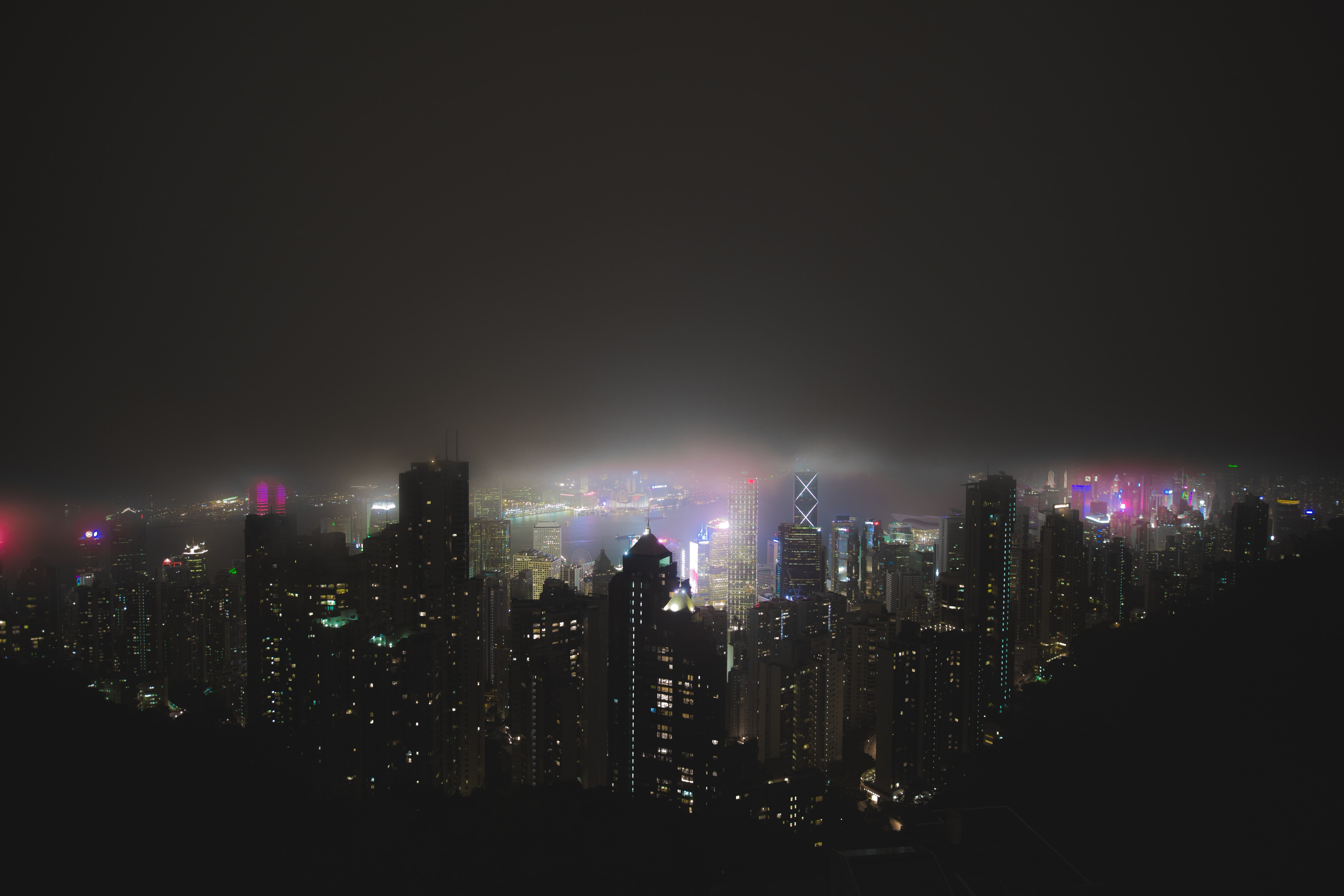 Hong Kong, Instagram, mist, neon, Rear View