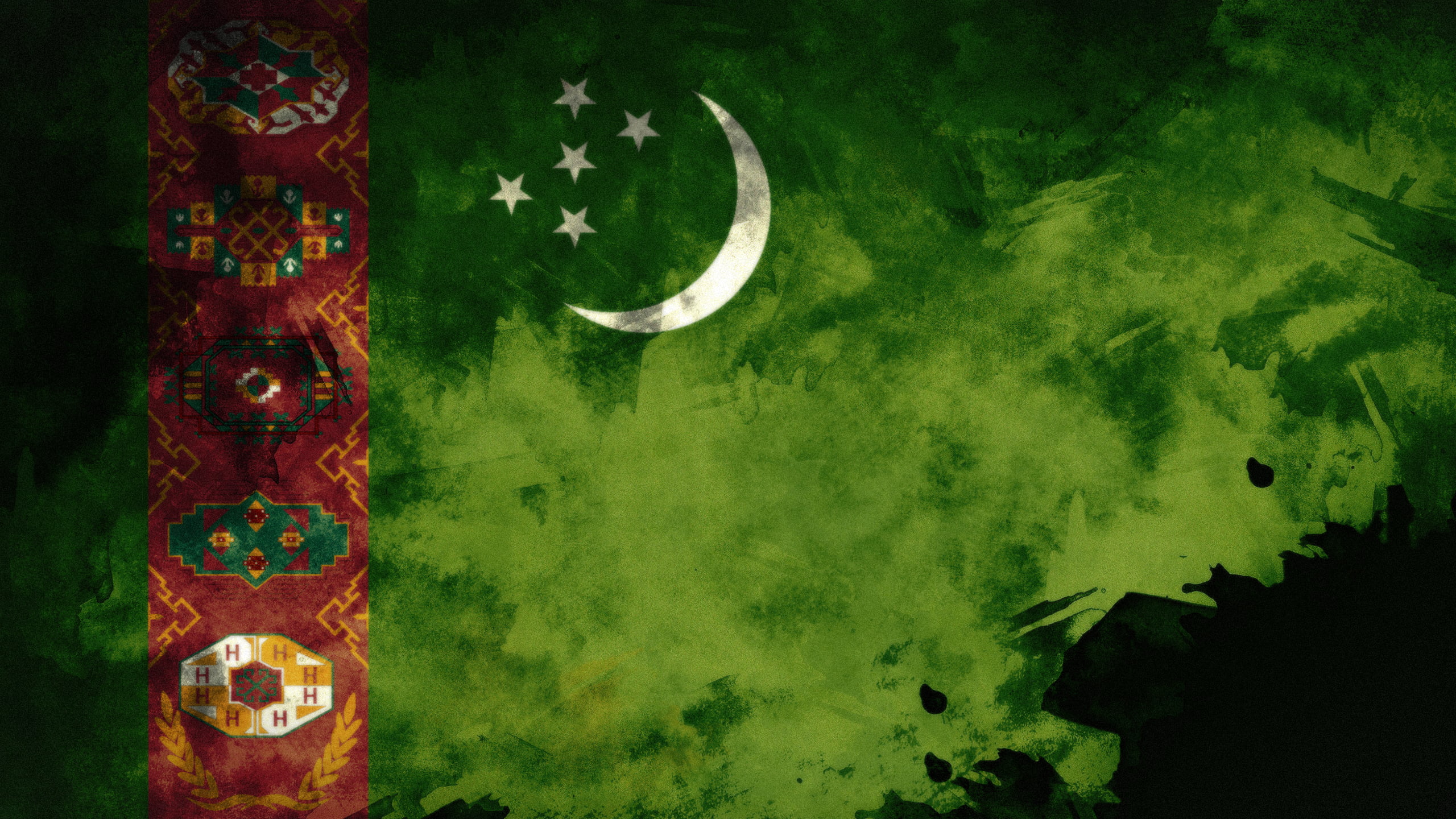 turkmenistan, grunge, flag