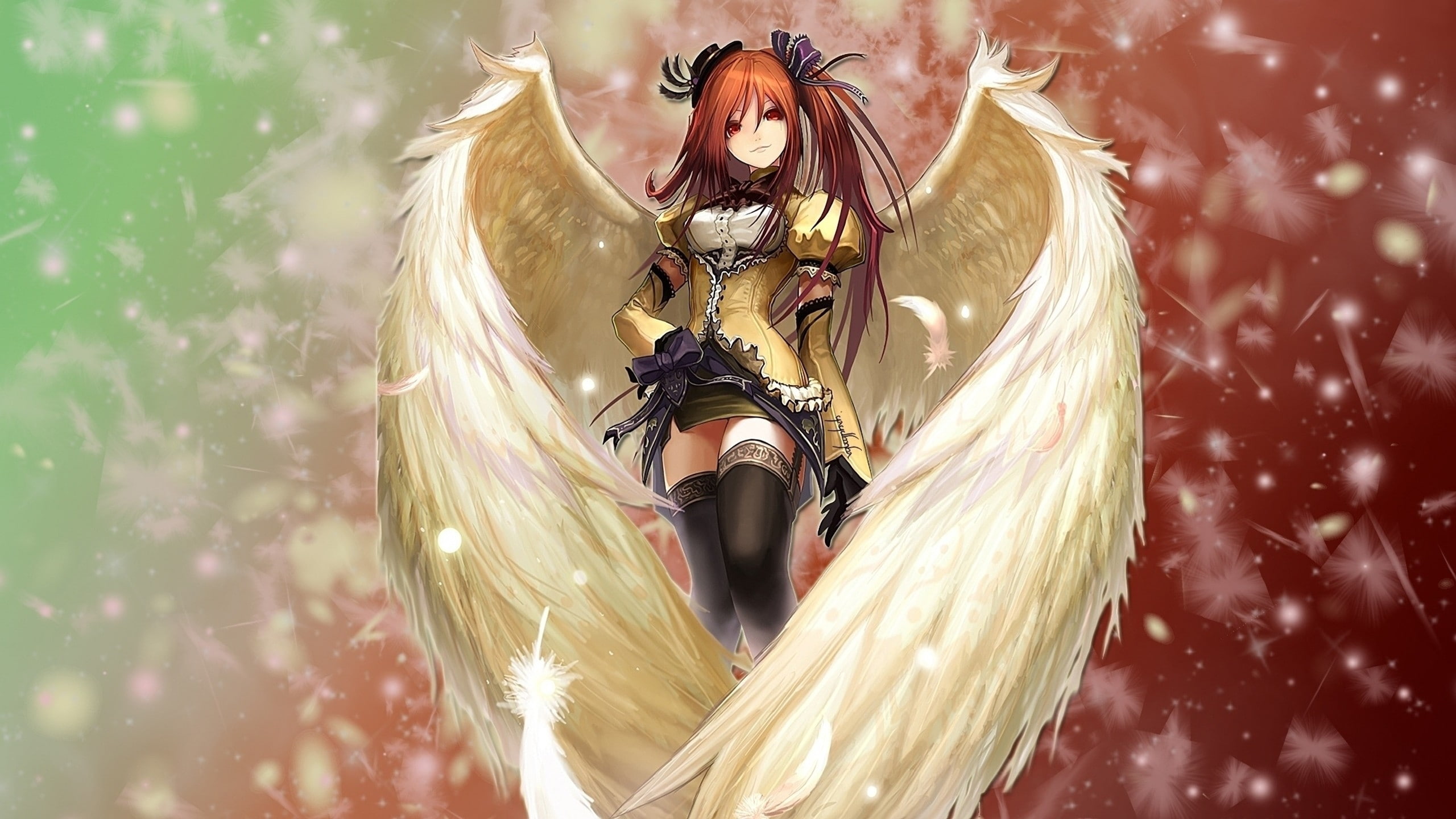 wings multicolor artwork anime girls 2560x1440  Anime Hot Anime HD Art