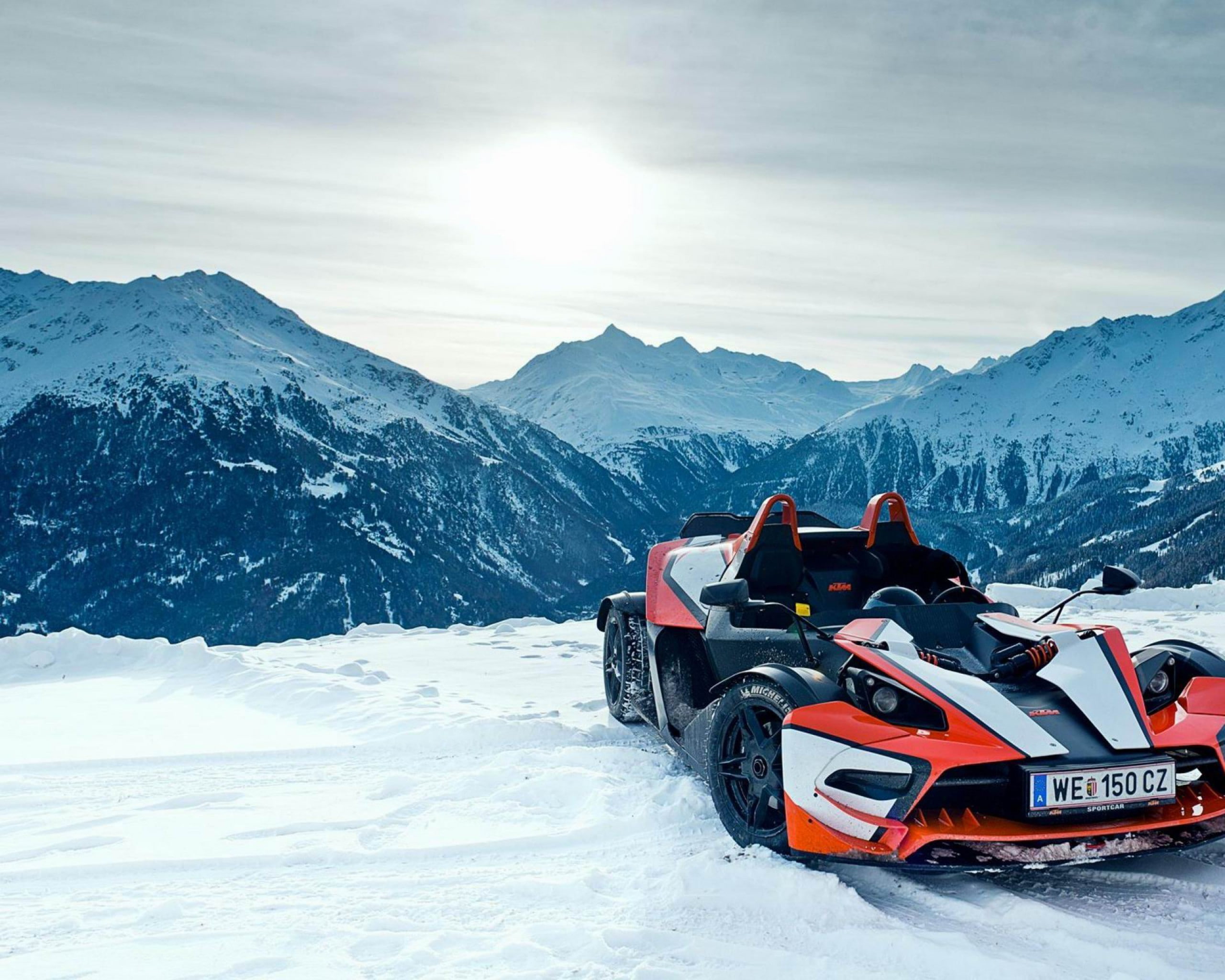car, KTM, x-bow, snow, cold temperature, mountain, winter, beauty in nature