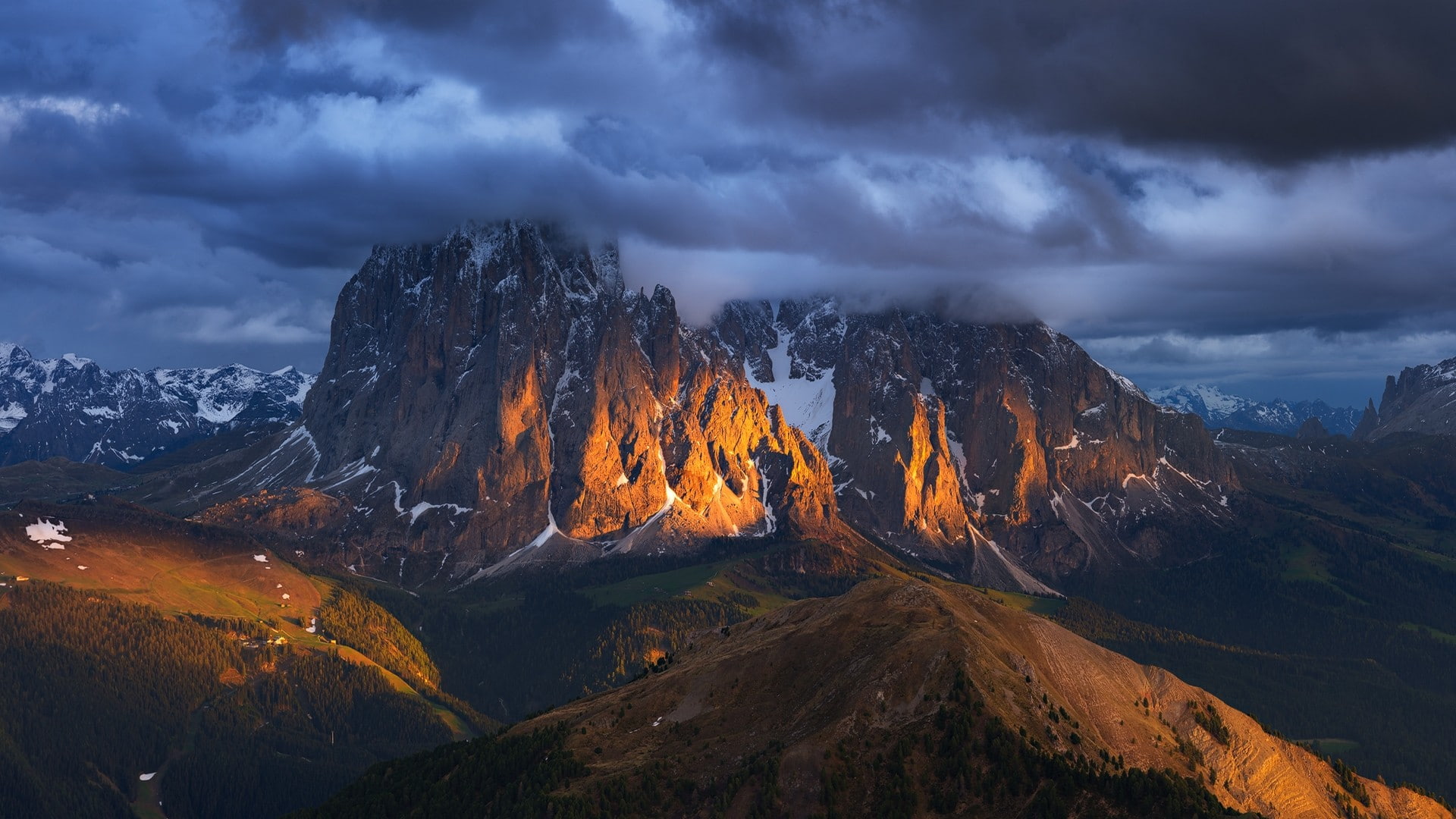 Landscape, Nature, Mountain, Snowy Peak, Clouds, Sunset, Forest, Italy, Alps