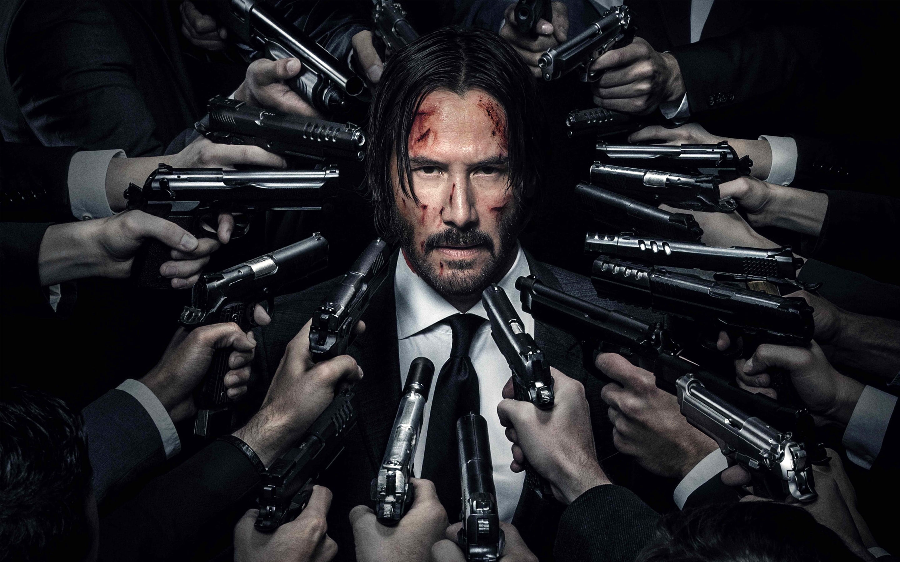 john wick 2, keanu reeves, guns, scars, Movies