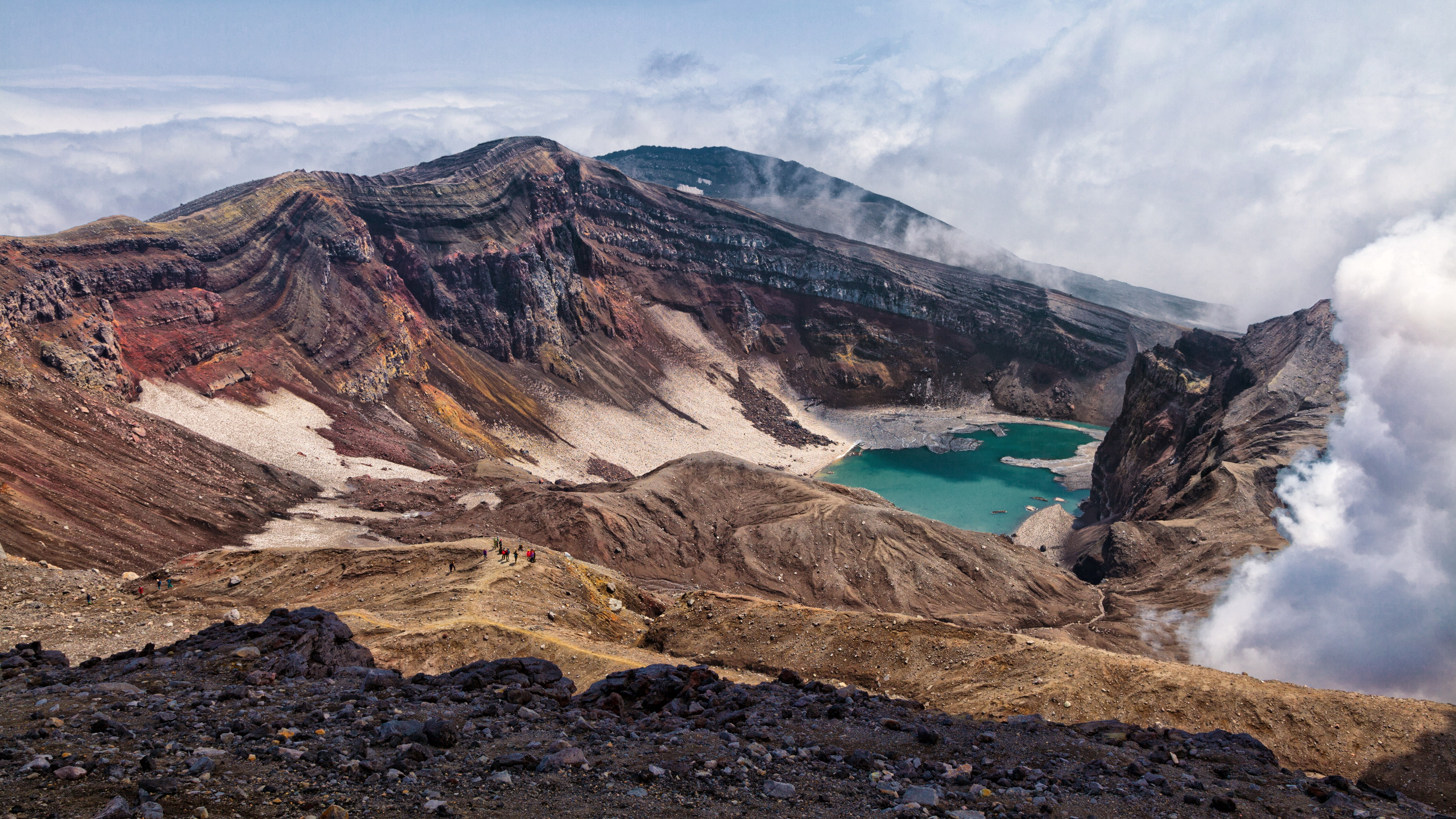 kamchatka volcano lake, mountain, scenics - nature, environment