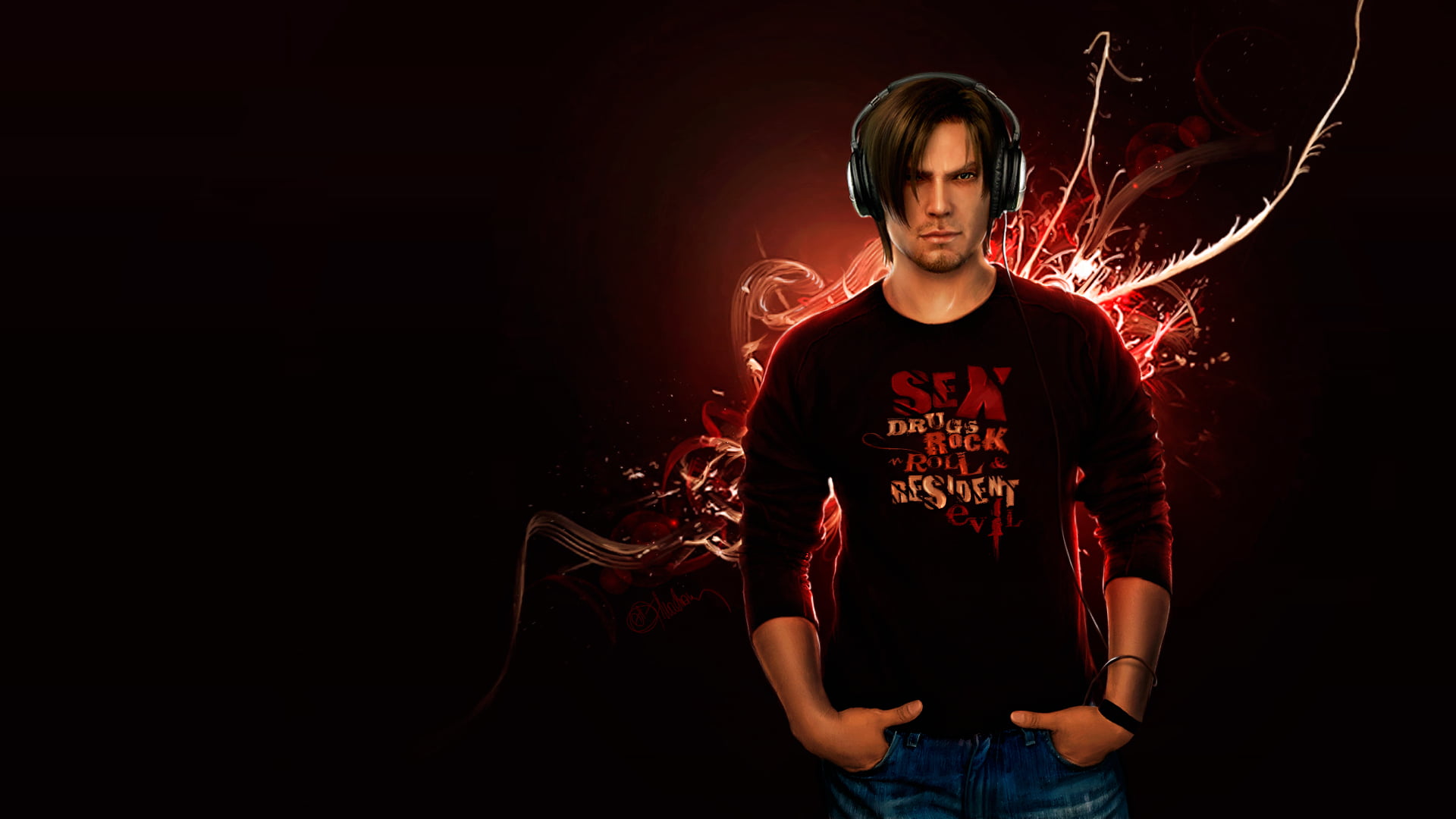 men's red long-sleeved shirt, Music, Resident Evil, Biohazard