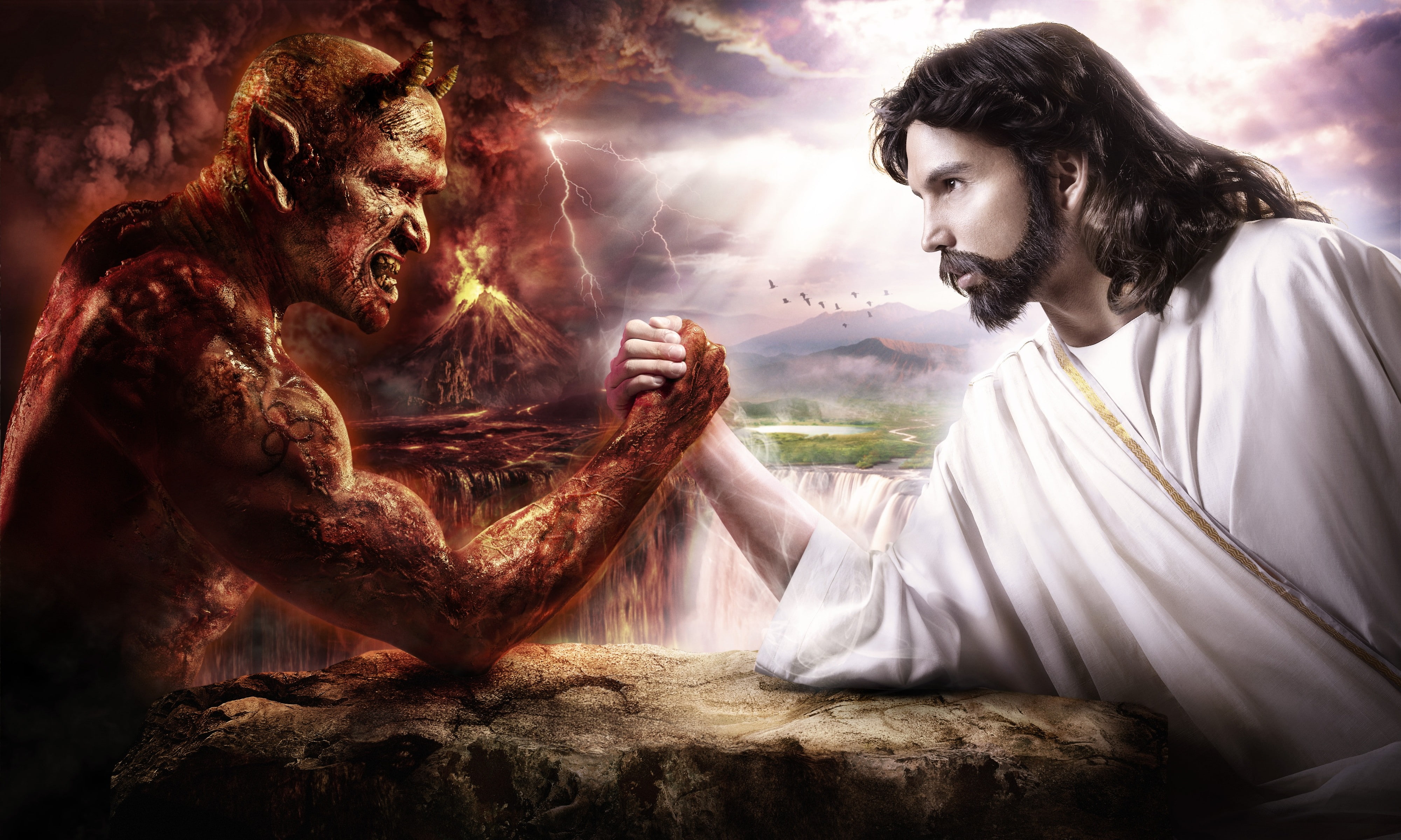 4001x2400 px digital art God Satan People Michael Jordan HD Art