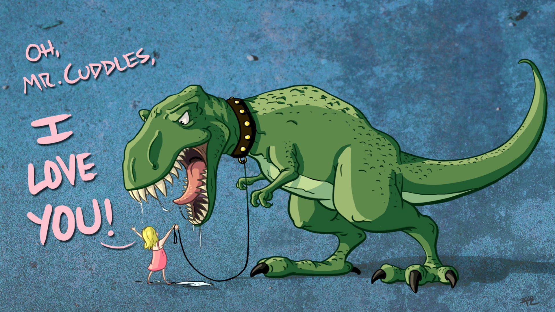 cartoons dinosaurs children funny leash tyrannosaurus rex 1920x1080  Entertainment Funny HD Art