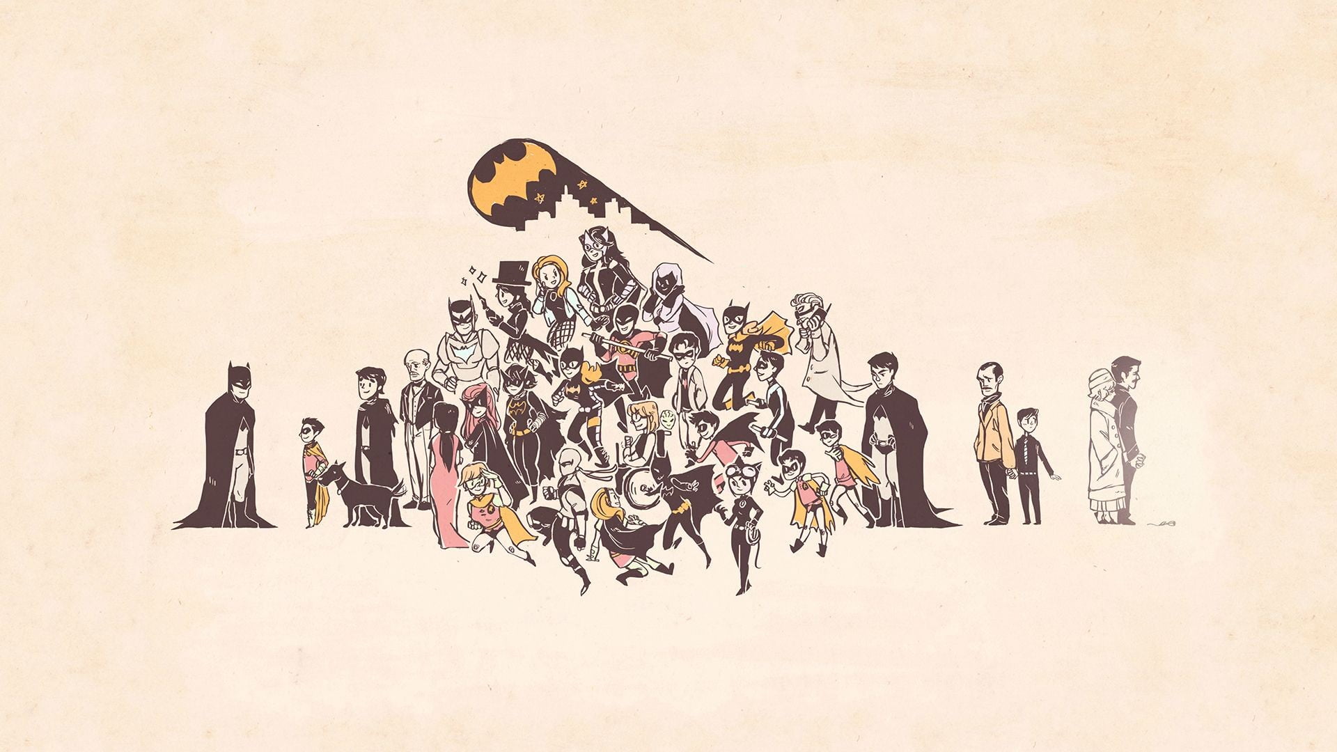 anime character illustration, Batman, group of people, men, human representation